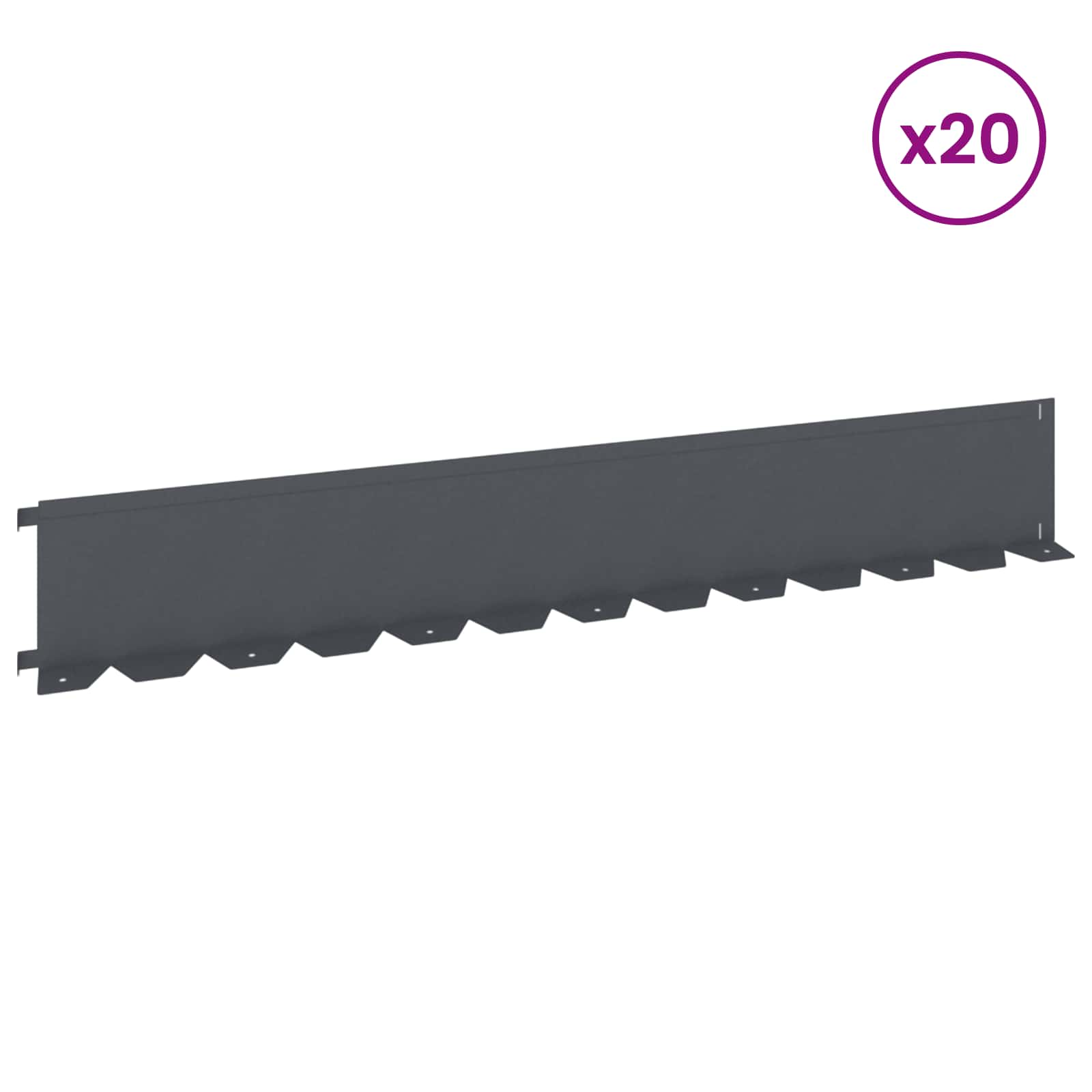 Ograda oko Travnjaka 20 pcs 102 x 15 x 4 cm Čelik Antracit