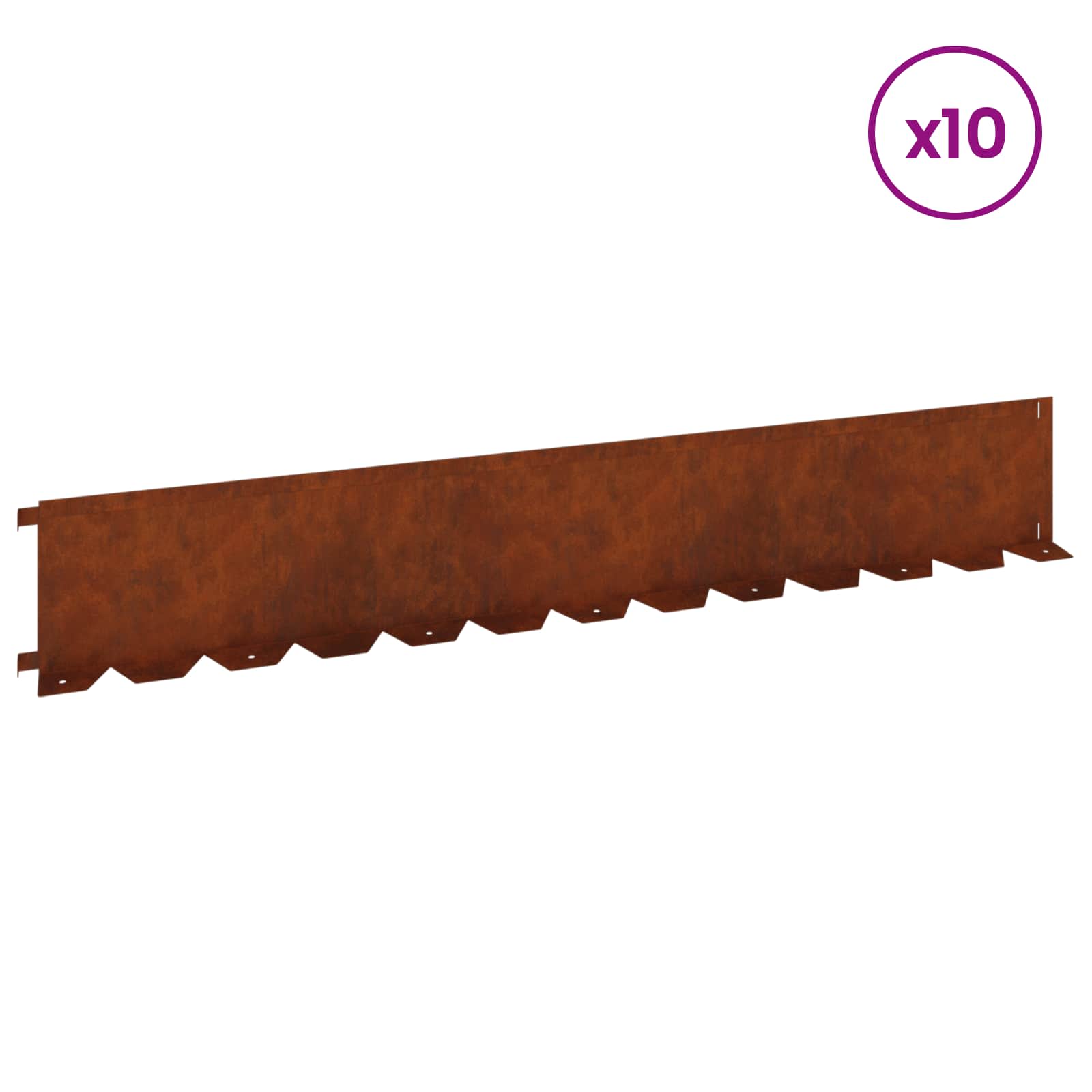 Ograda oko Travnjaka 10 pcs 102 x 15 x 4 cm Čelik Rđa