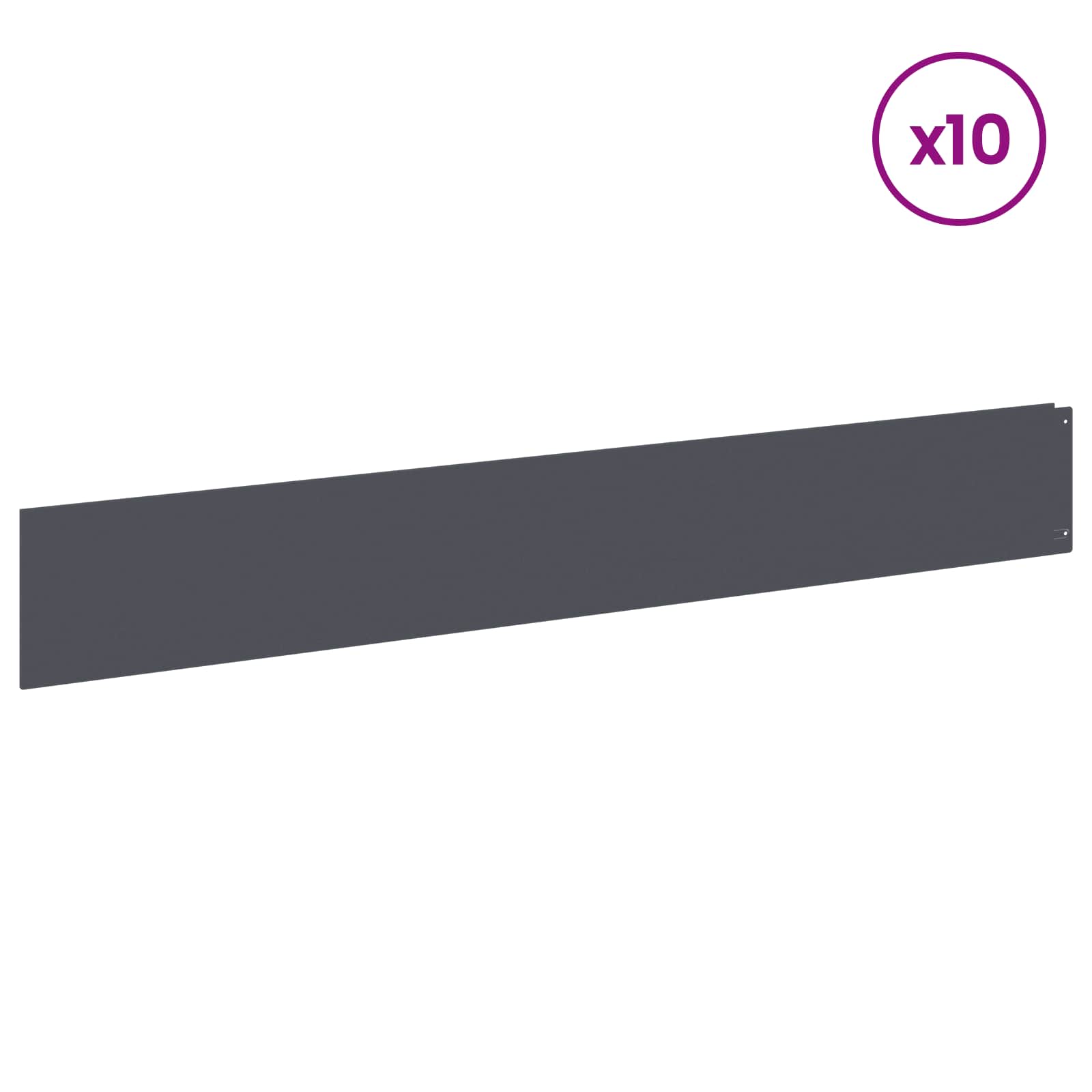Ograda oko Travnjaka 10 kom. 100 x 15 cm Čelik Antracit
