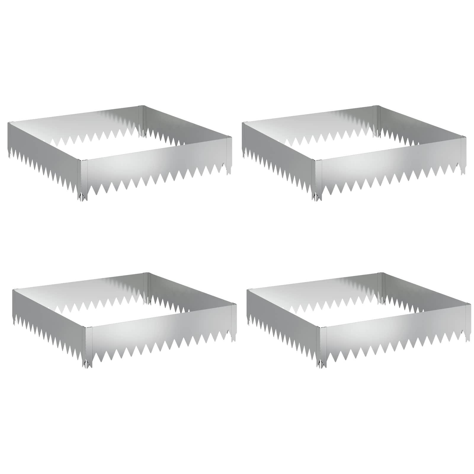 Ograda oko Travnjaka 4 pcs 100 x 100 x 20 cm Čelik Srebrna