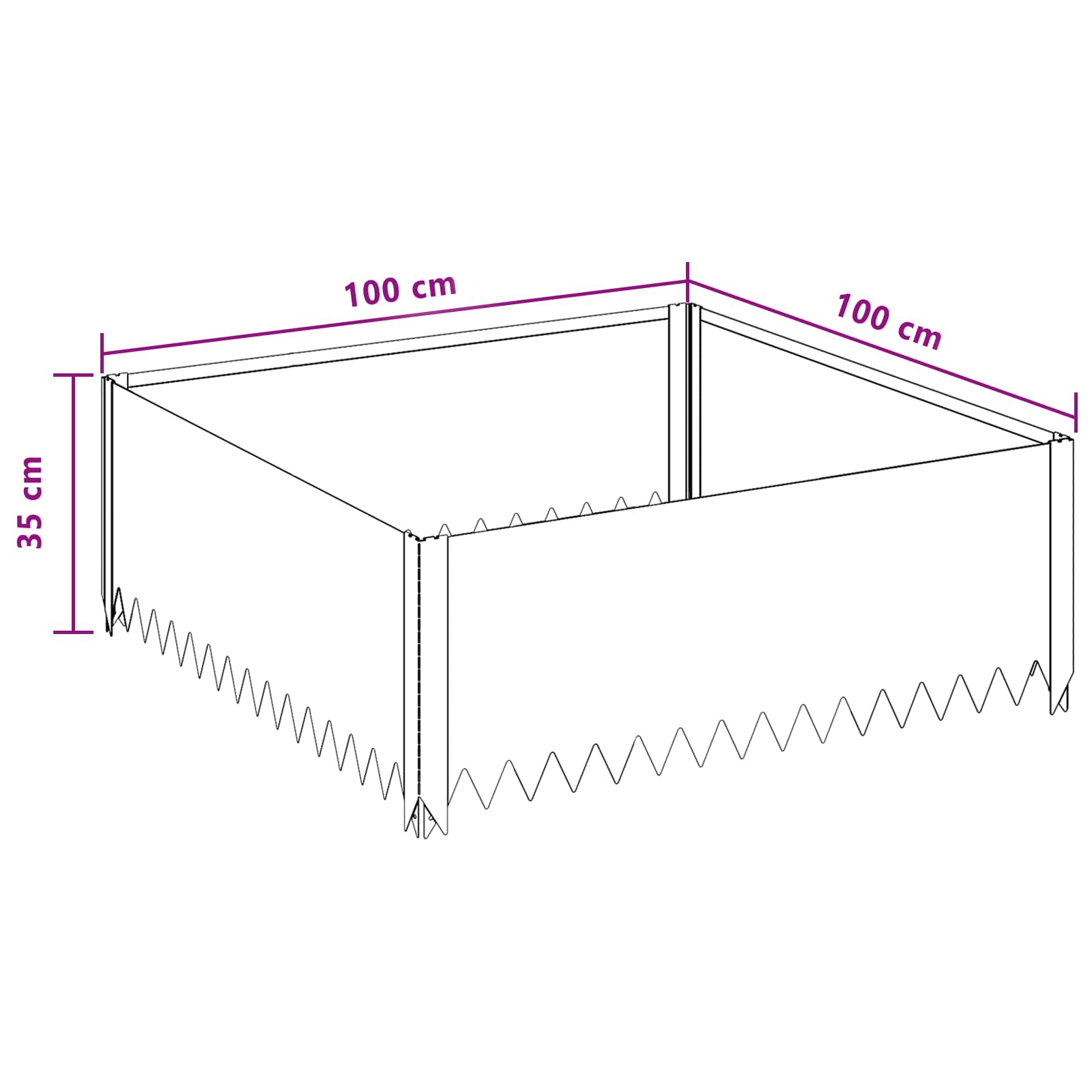 Ograda oko Travnjaka 4 kom. 100 x 100 x 35 cm Čelik Antracit