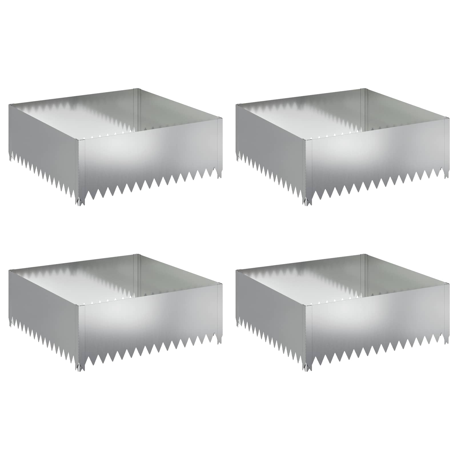 Ograda oko Travnjaka 4 pcs 100 x 100 x 35 cm Čelik Srebrna