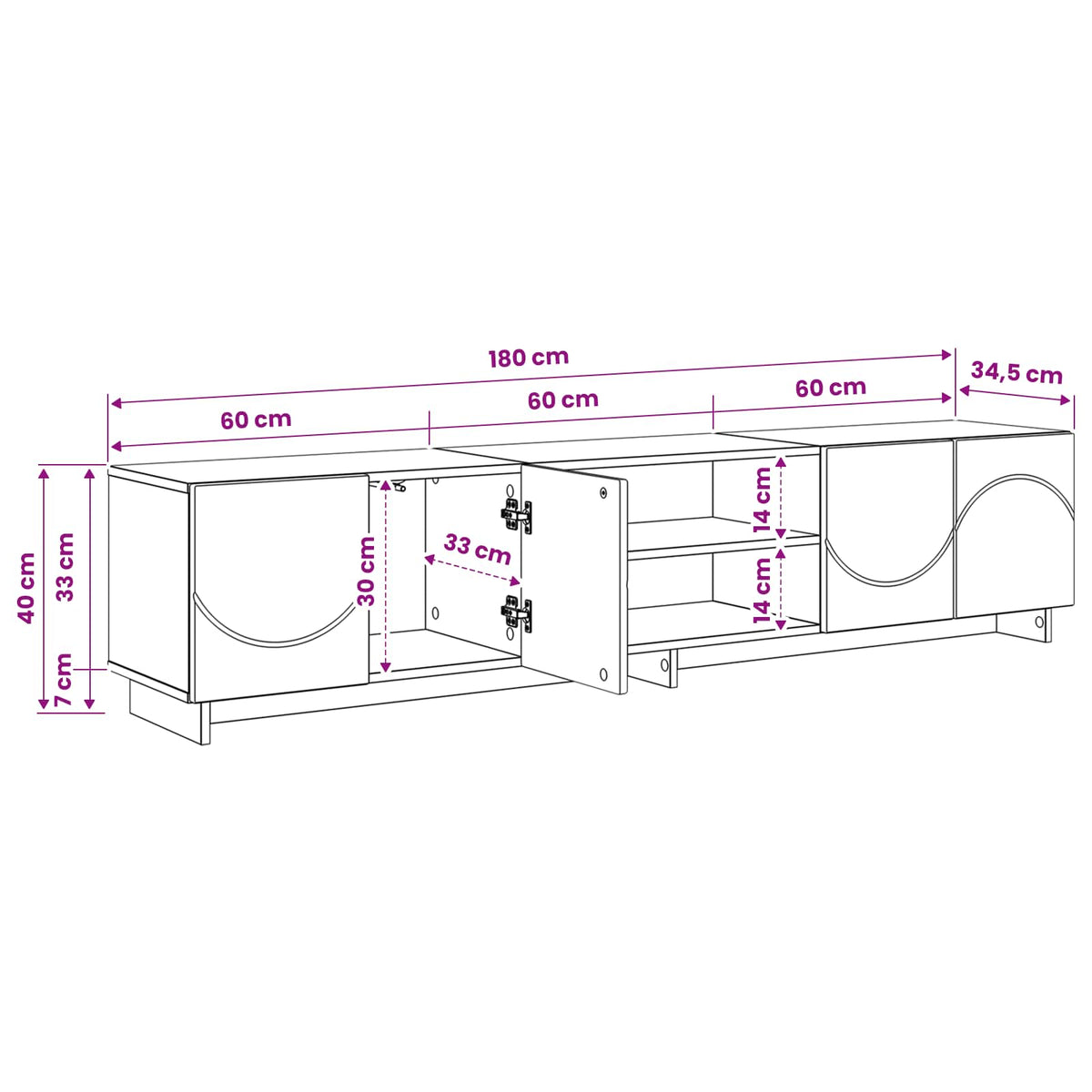 TV stalak 180 x 34,5 x 40 cm Staro drvo Konstruirano drvo