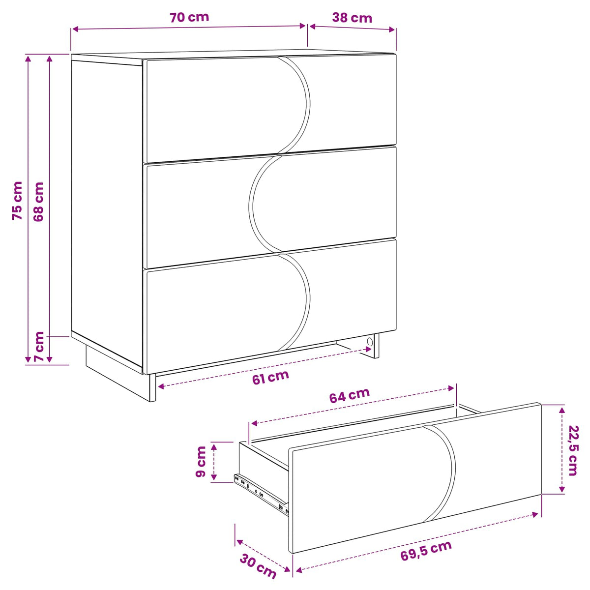 Komoda Hrast sonoma 70 x 38 x 75 cm Konstruirano drvo