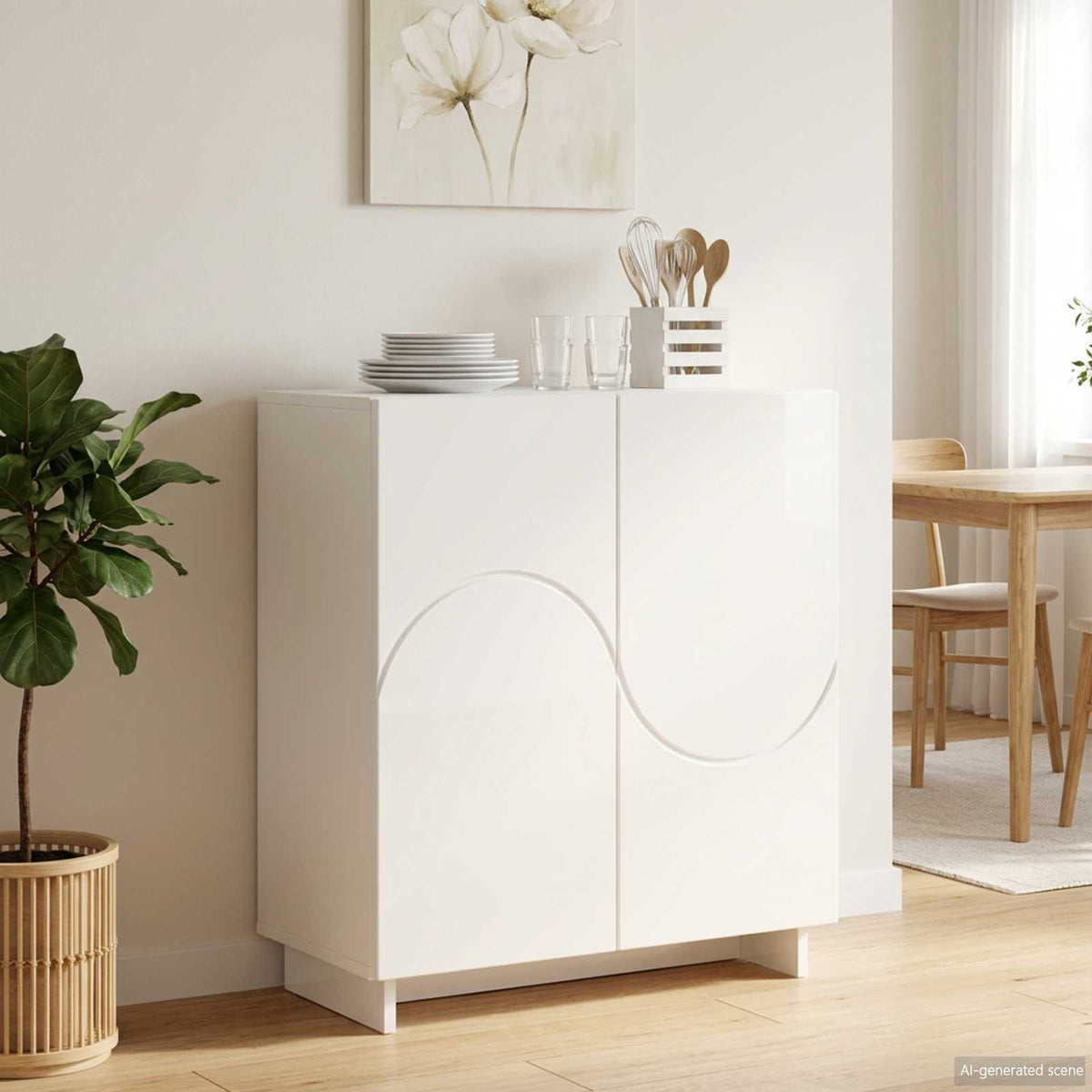 Komoda Bijela visokog sjaja 67 x 34,5 x 75 cm Konstruirano drvo