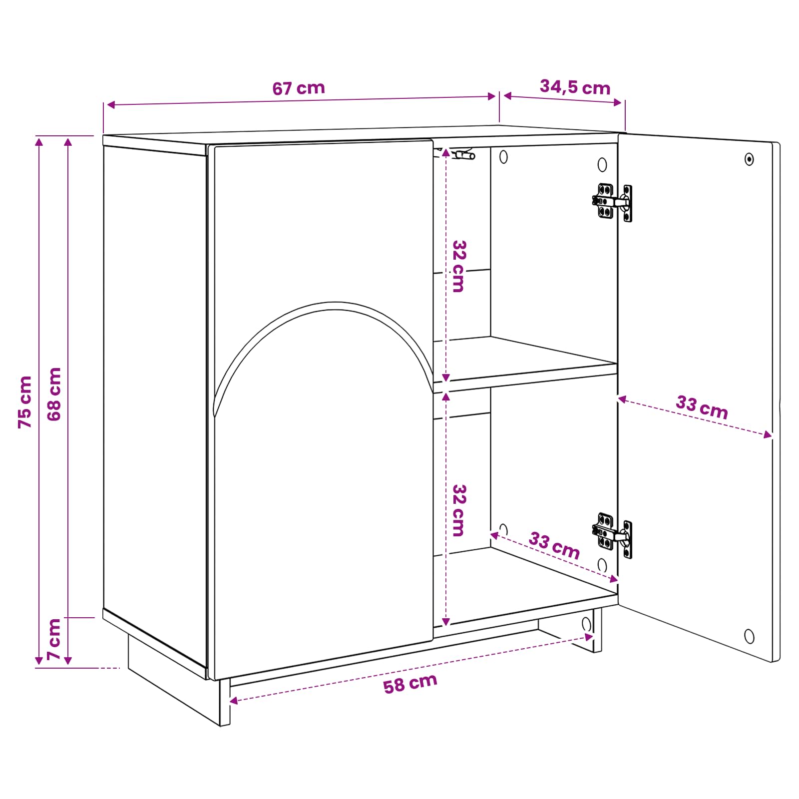 Komoda Bijela visokog sjaja 67 x 34,5 x 75 cm Konstruirano drvo