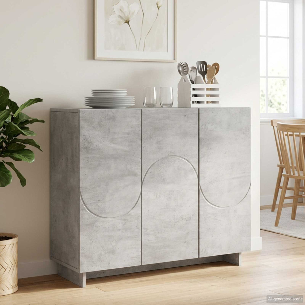 Komoda Betonska siva 85,5 x 31 x 75 cm Konstruirano drvo