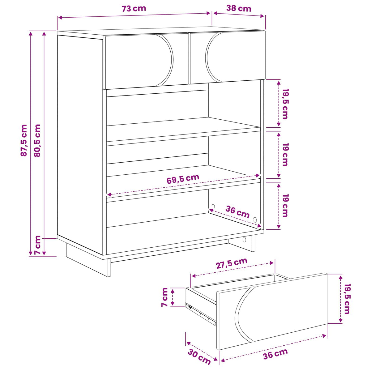 Ormar za cipele 73 x 38 x 87,5 cm Konstruirano drvo Staro drvo