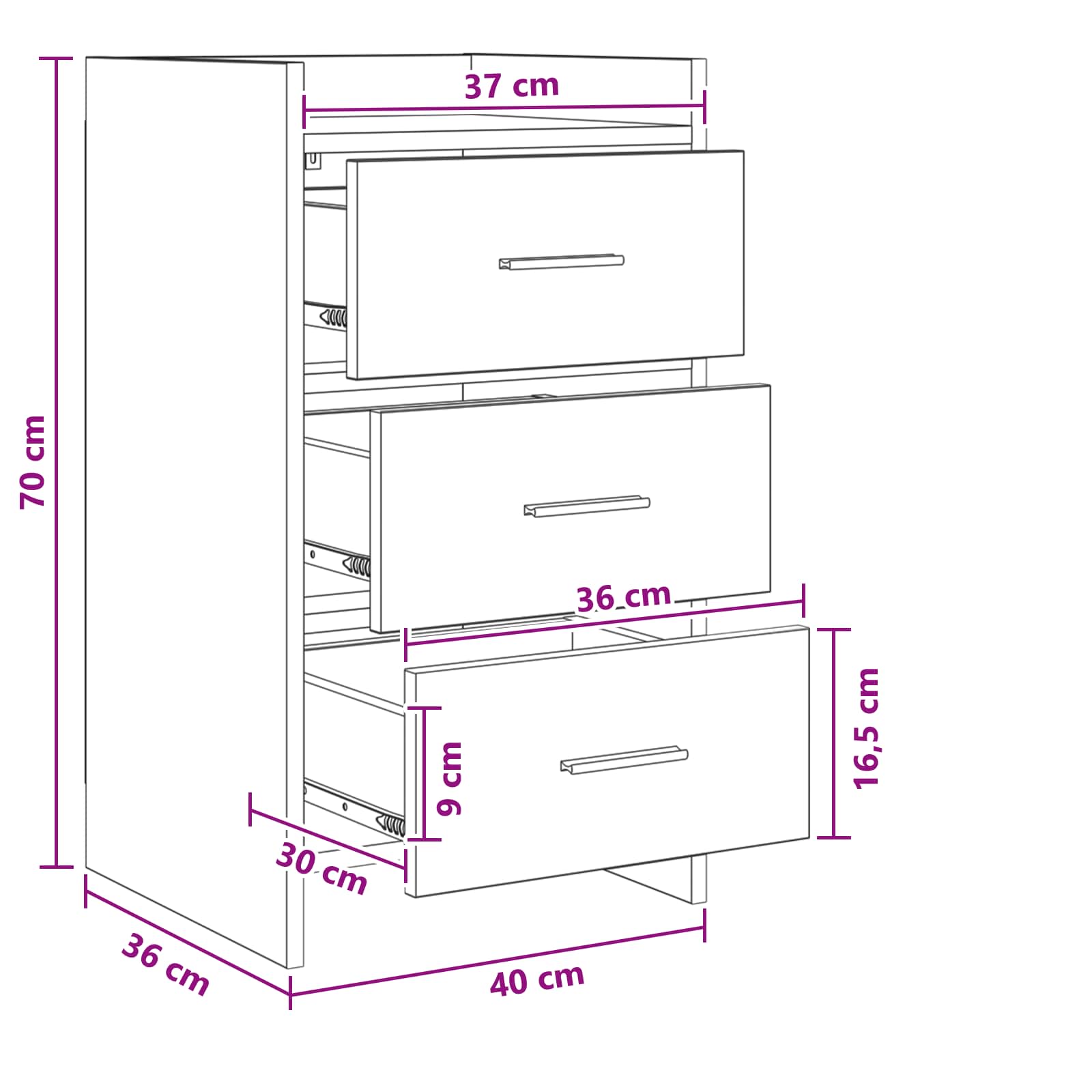 Noćni ormarići Hrast sonoma 40 x 36 x 70 cm Konstruirano drvo