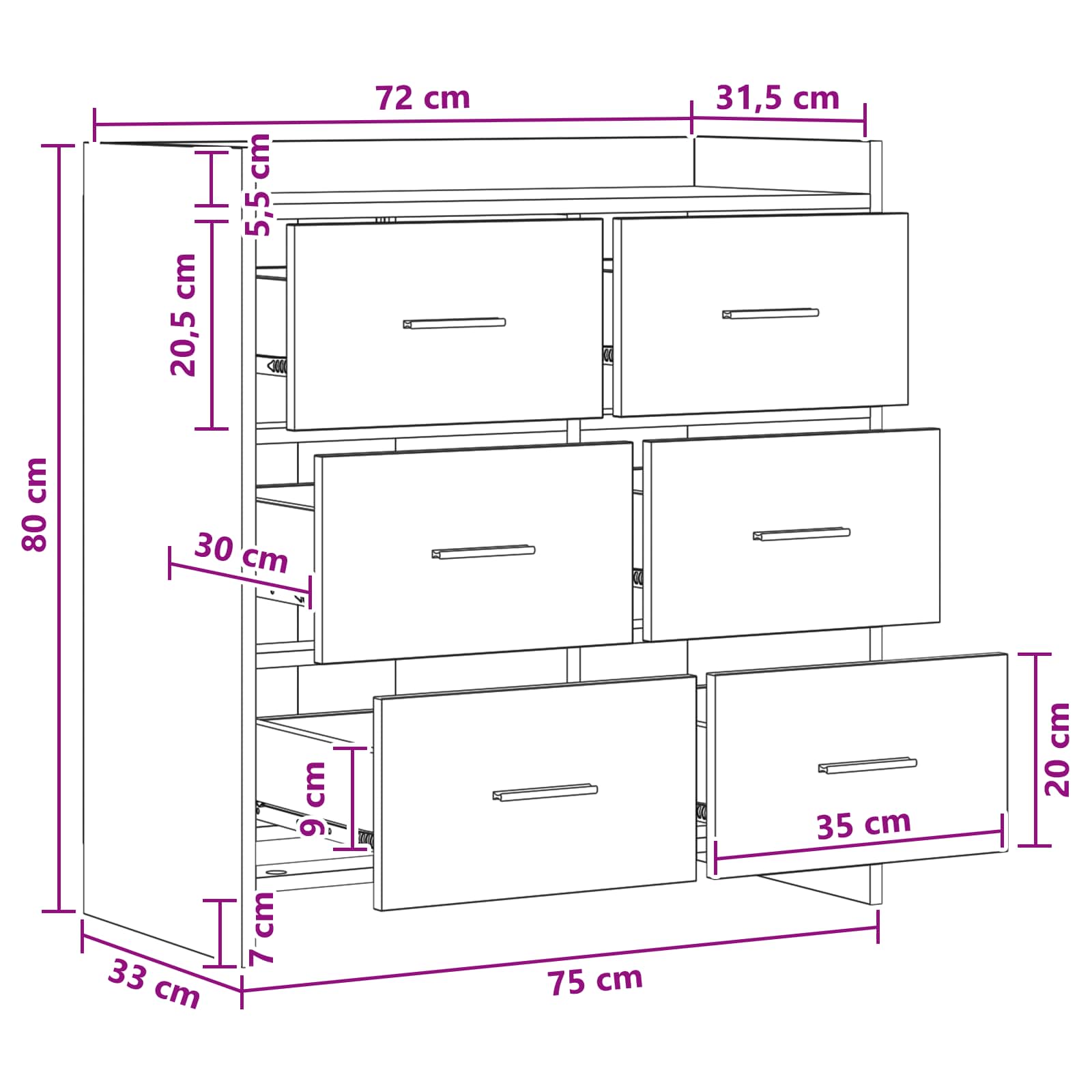 Kreveta Dimljeni hrast 75 x 33 x 80 cm Konstruirano drvo