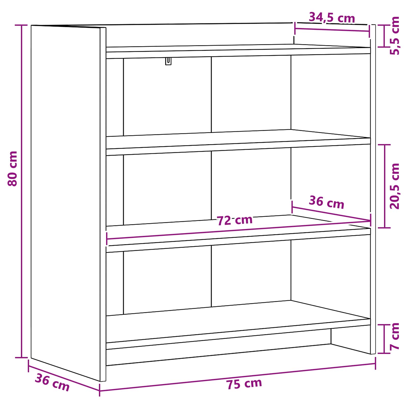 Kreveta Dimljeni hrast 75 x 36 x 80 cm Konstruirano drvo
