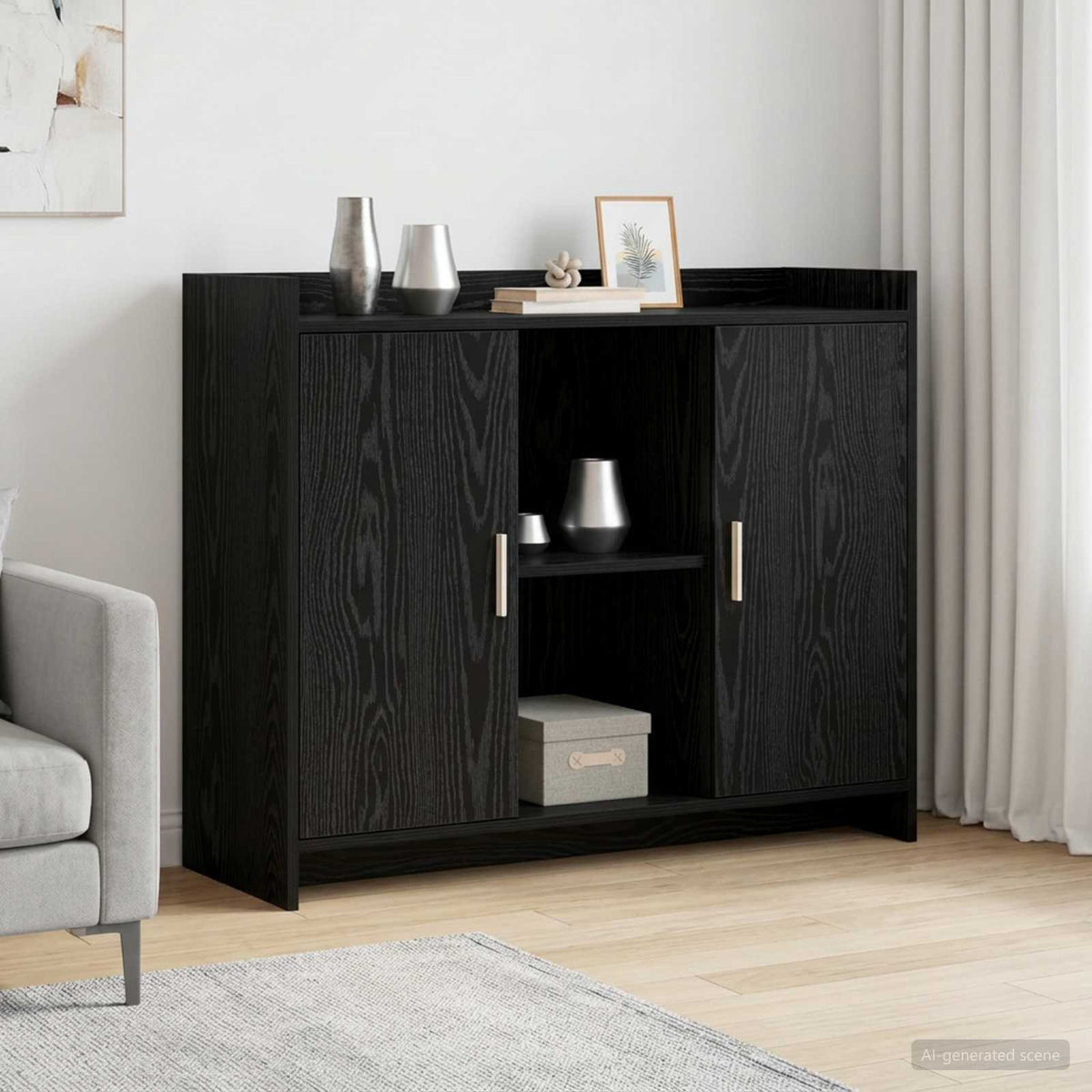 Kreveta Black Oak 98,5 x 33 x 80 cm Konstruirano drvo