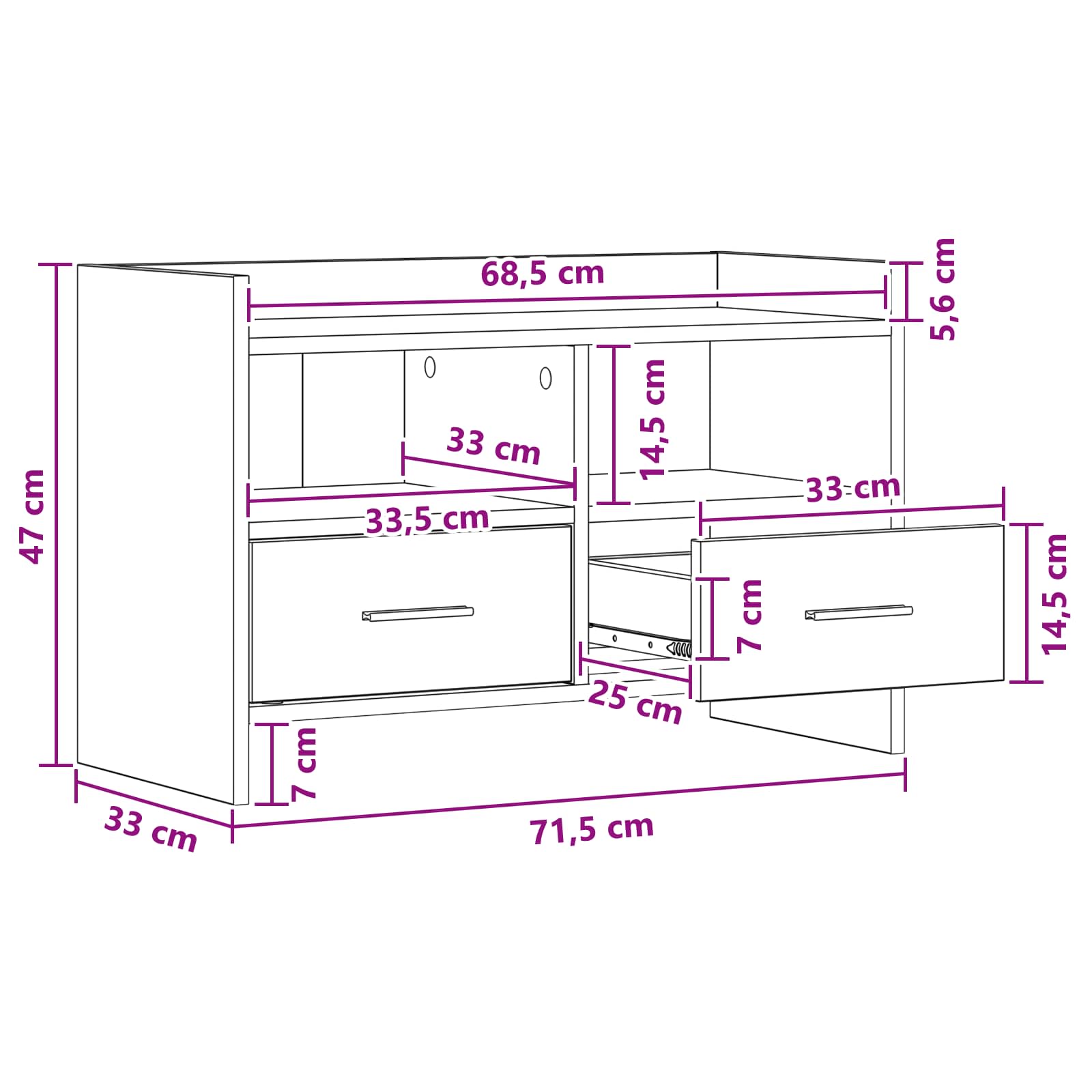TV ormar 71,5 x 33 x 47 cm Staro drvo Konstruirano drvo