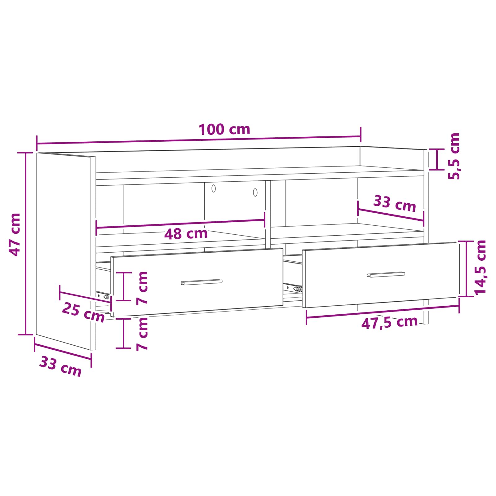 TV ormar 100 x 33 x 47 cm Hrast artisan Konstruirano drvo