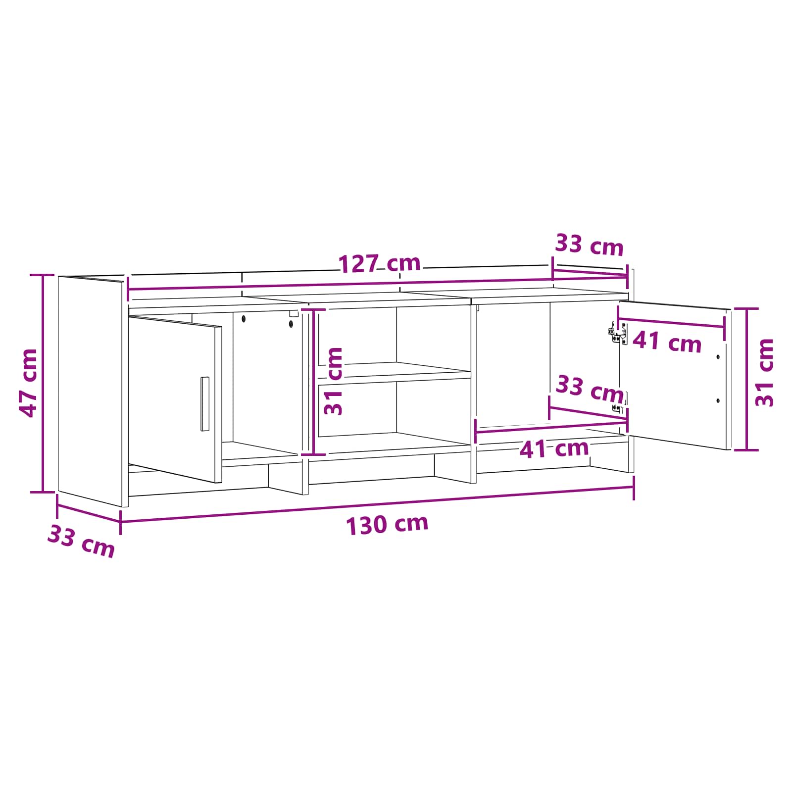 TV ormar 130 x 33 x 47 cm Crni hrast Konstruirano drvo