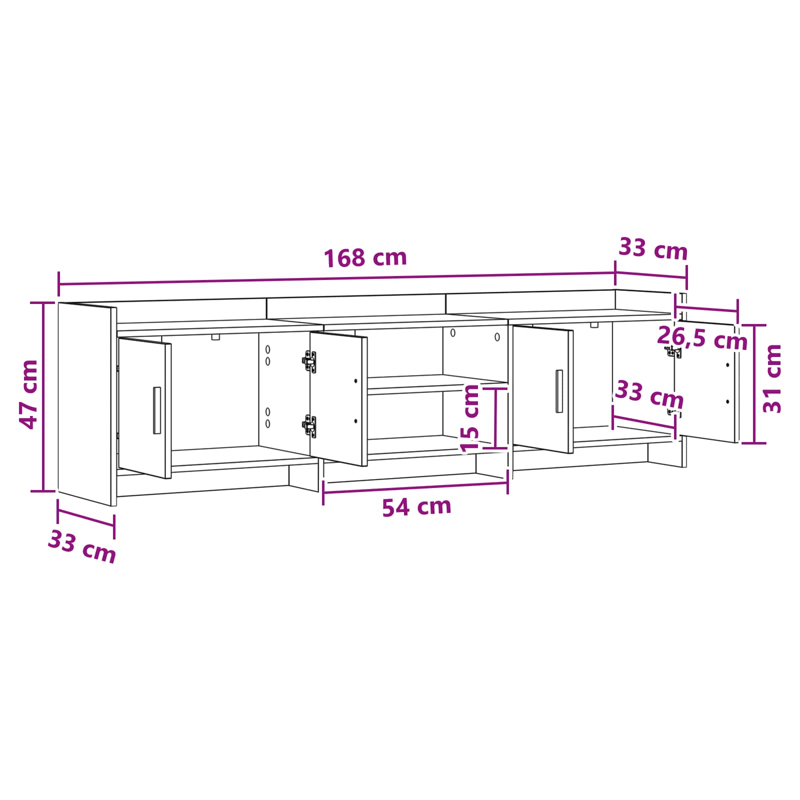 TV ormar 168 x 33 x 47 cm Crni hrast Konstruirano drvo