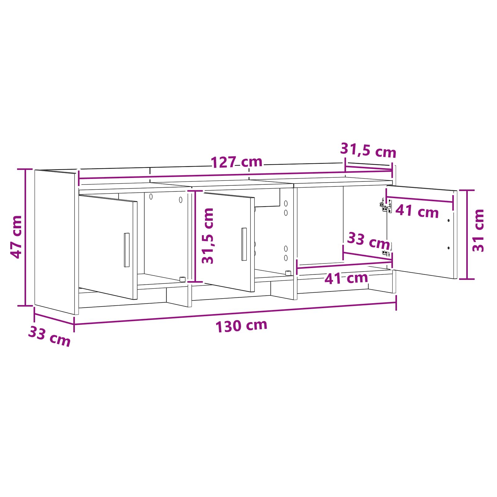 TV ormar 130 x 33 x 47 cm Siva Sonoma Konstruirano drvo