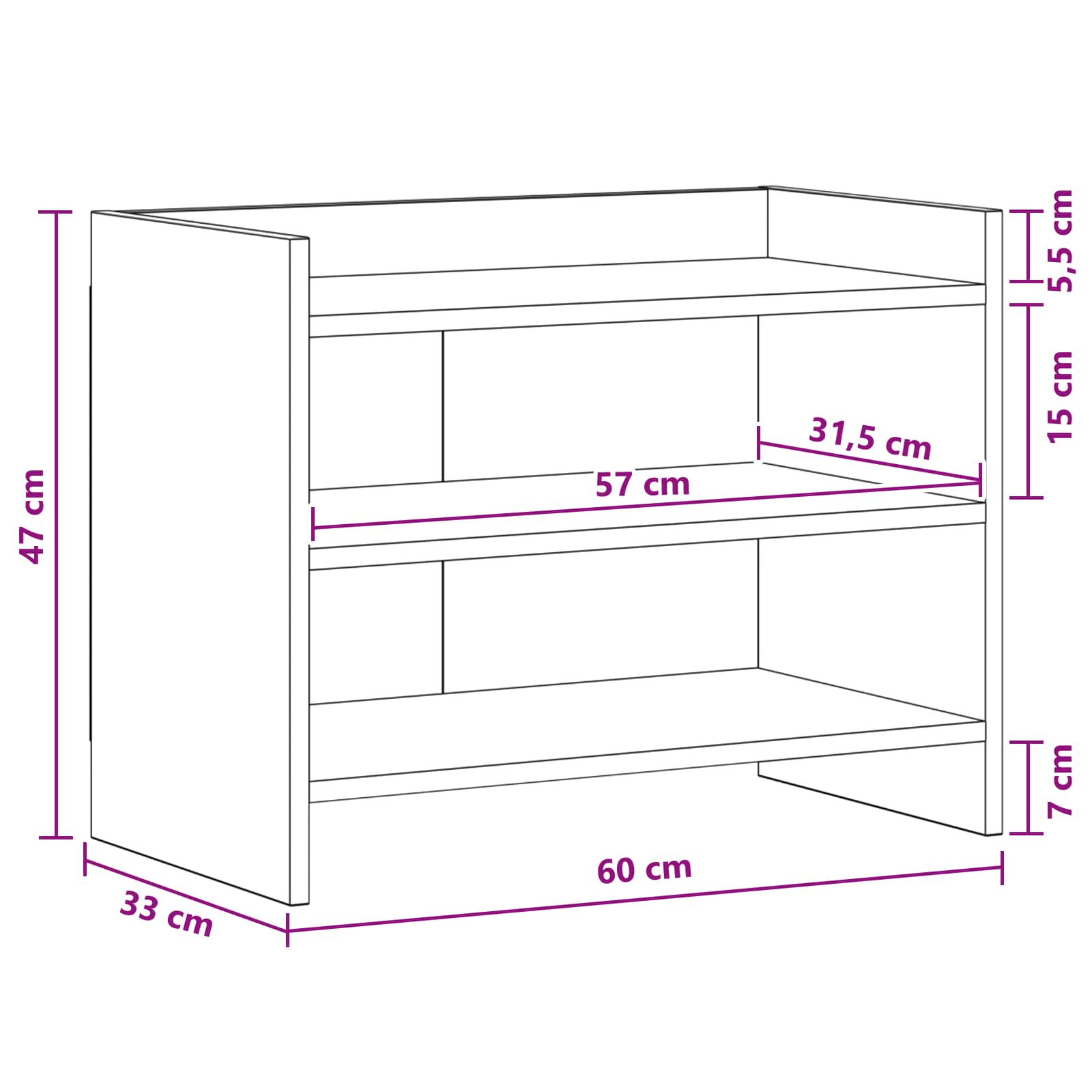TV ormar 60 x 33 x 47 cm Dimljeni hrast Konstruirano drvo
