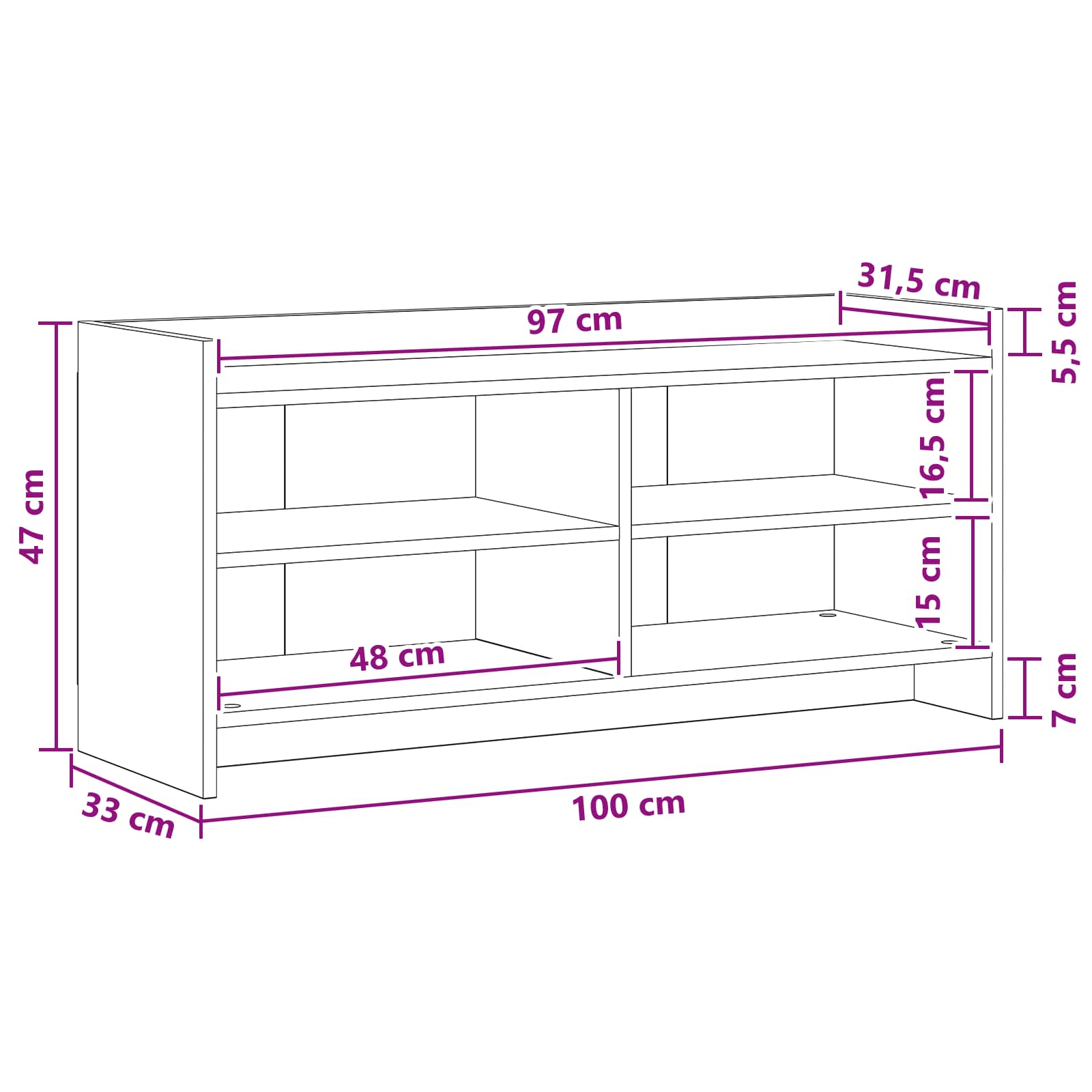 TV ormar 100 x 33 x 47 cm Hrast sonoma Konstruirano drvo