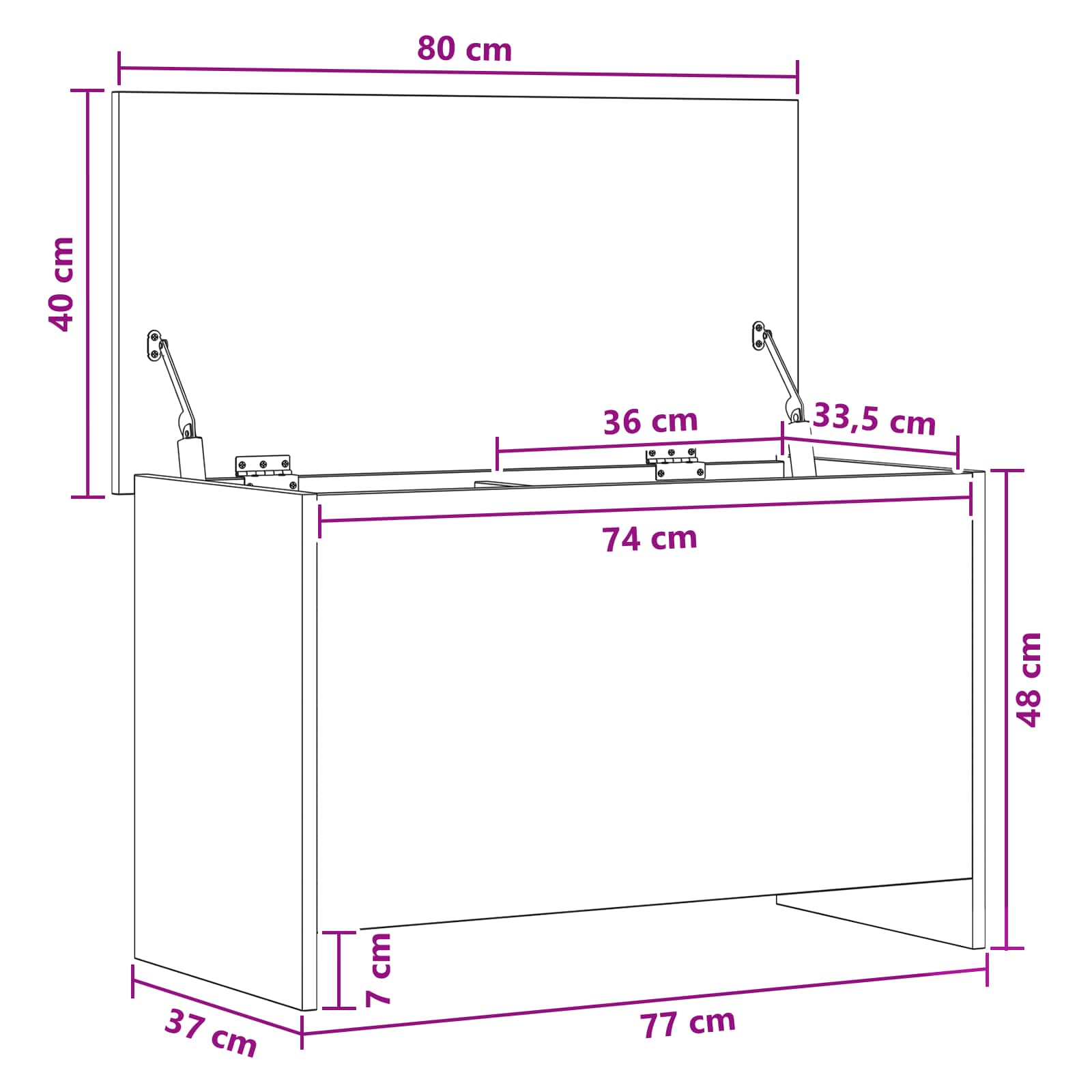 Skladišni kovčeg Siva Sonoma 80 x 40 x 50 cm Konstruirano drvo