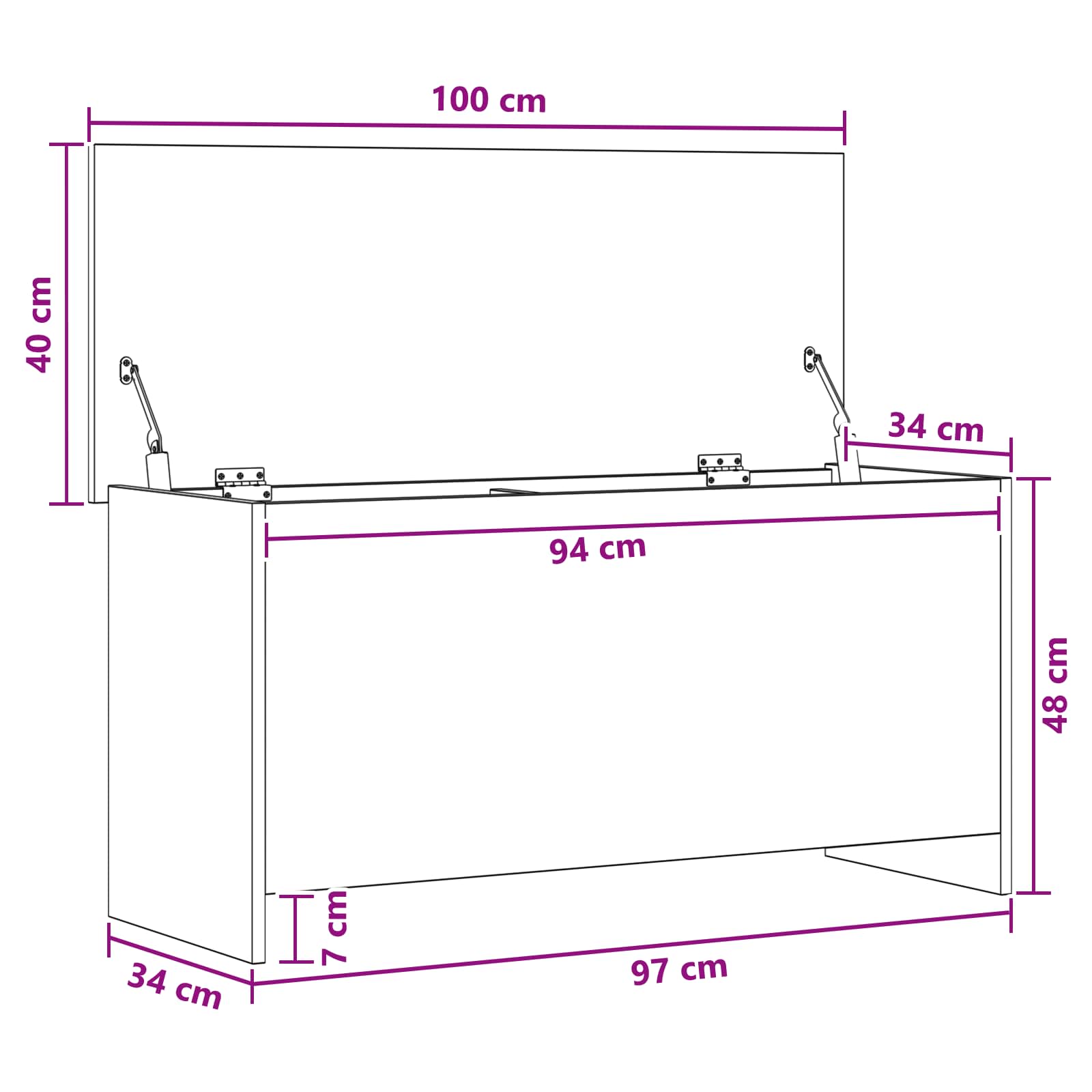 Skladišni kovčeg Crni hrast 100 x 40 x 50 cm Konstruirano drvo