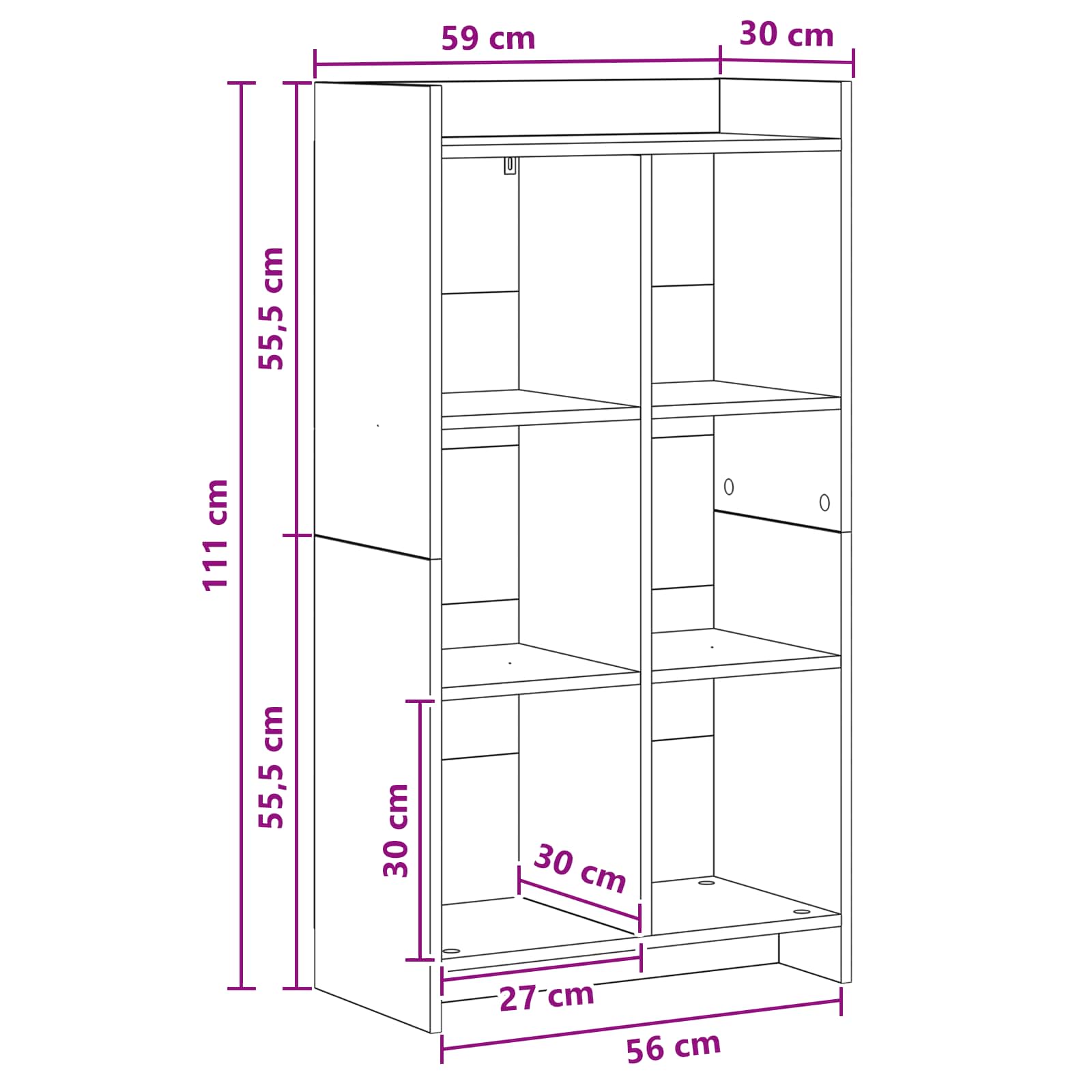 Police za knjige Betonska siva 59 x 30 x 111 cm