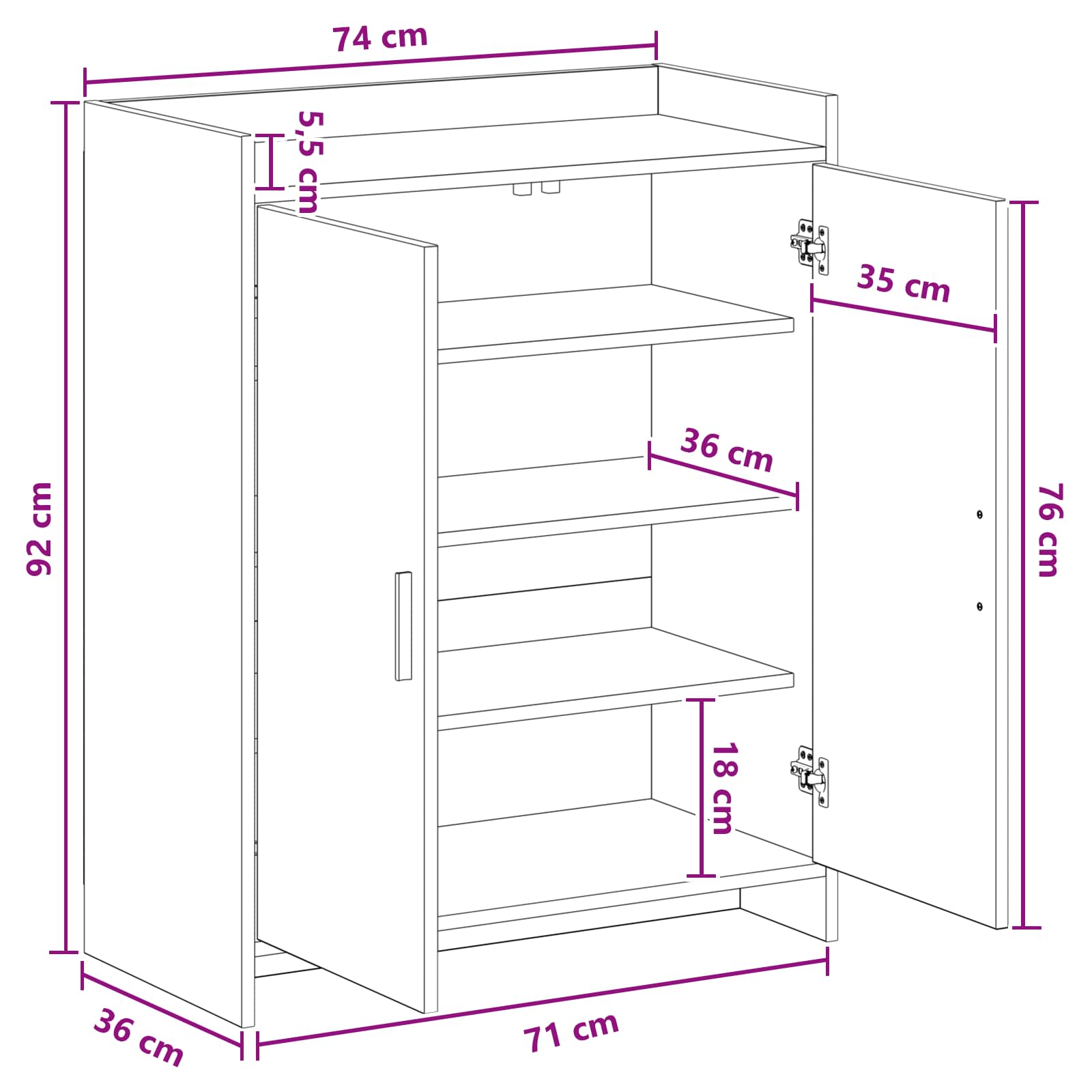 Ormar za cipele Bijela 73,5 x 36 x 92 cm Konstruirano drvo