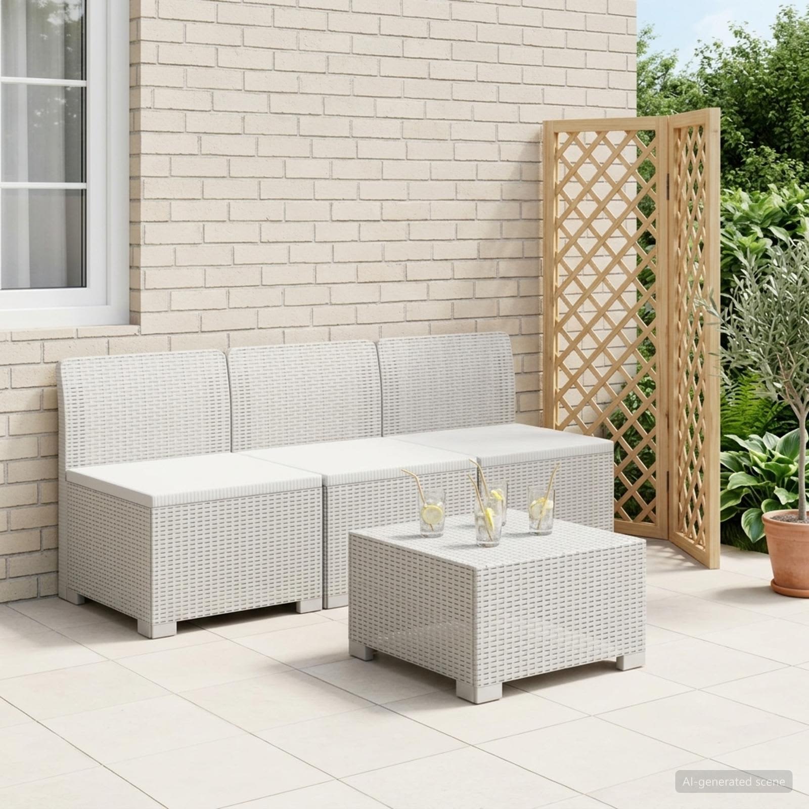 Sofa za vrt za 3 osobe sa izgledom rattan PP Bijela
