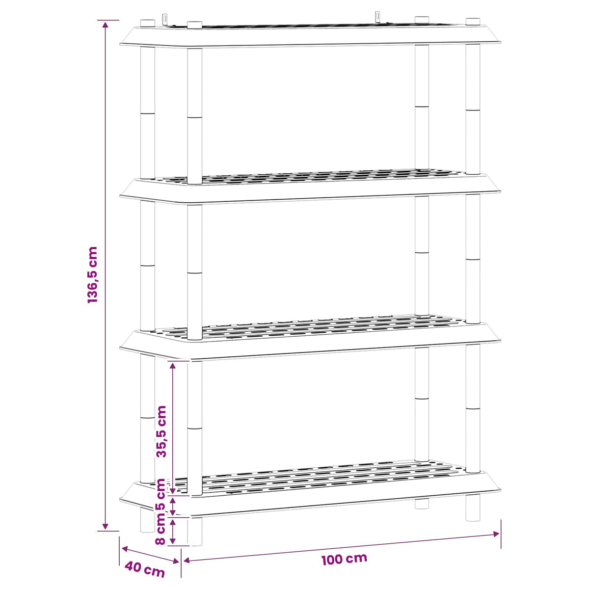 Jedinca za police 4 razina 100 x 40 x 136,5 cm PP Antracit