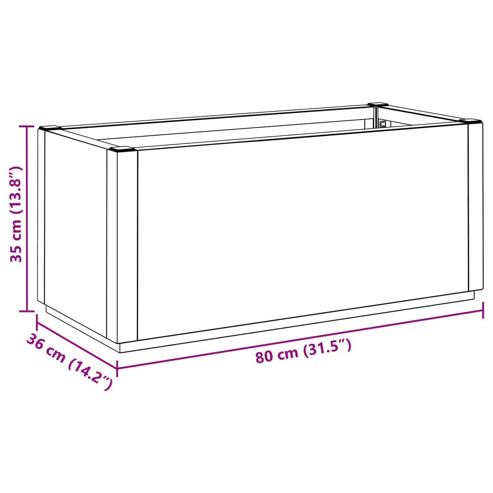 Kutija za cvijeće u vrtu Zelena 80 x 36 x 35 cm PP