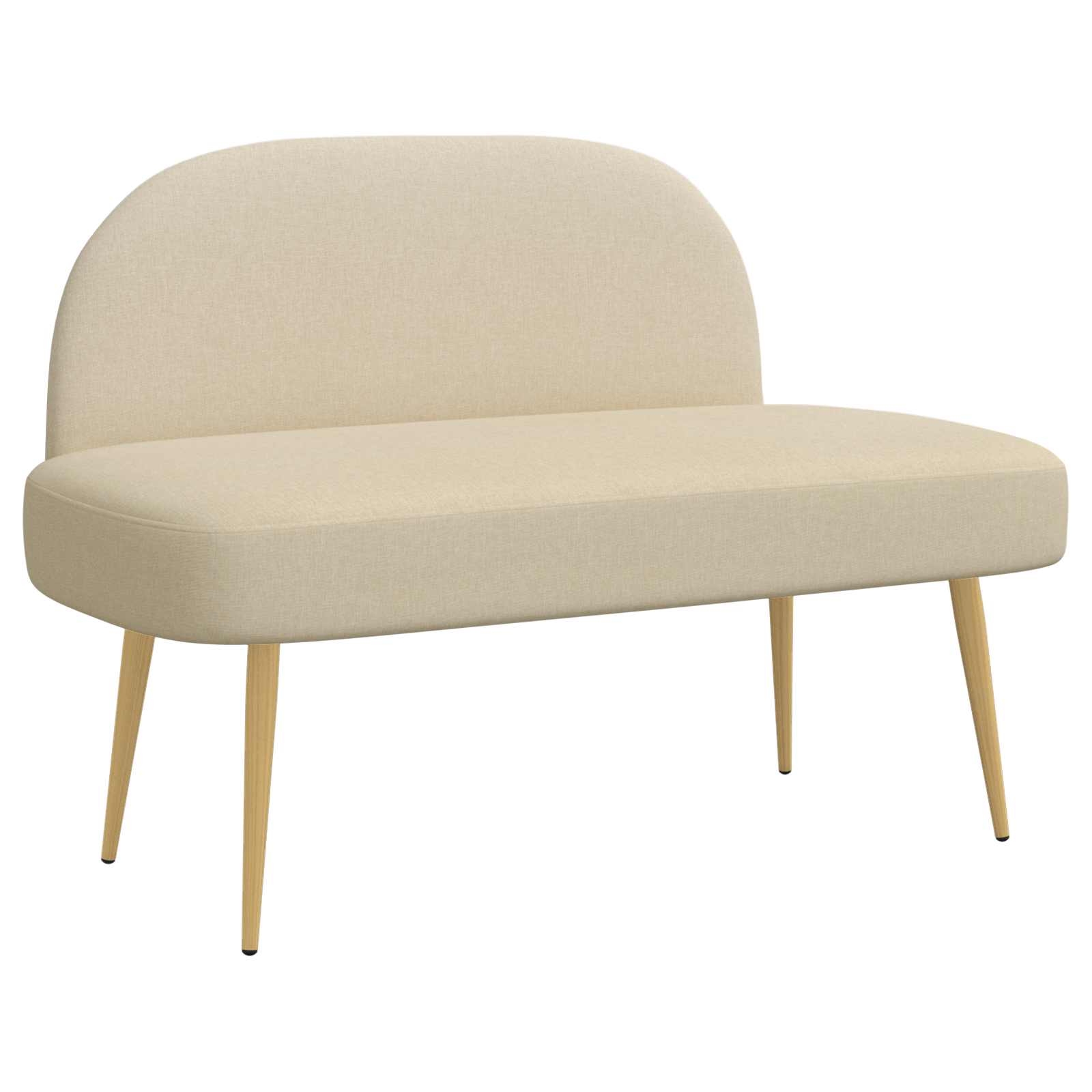 Oblikovana klupa s naslonjačem Krem 110 x 60 x 76 cm Poliester