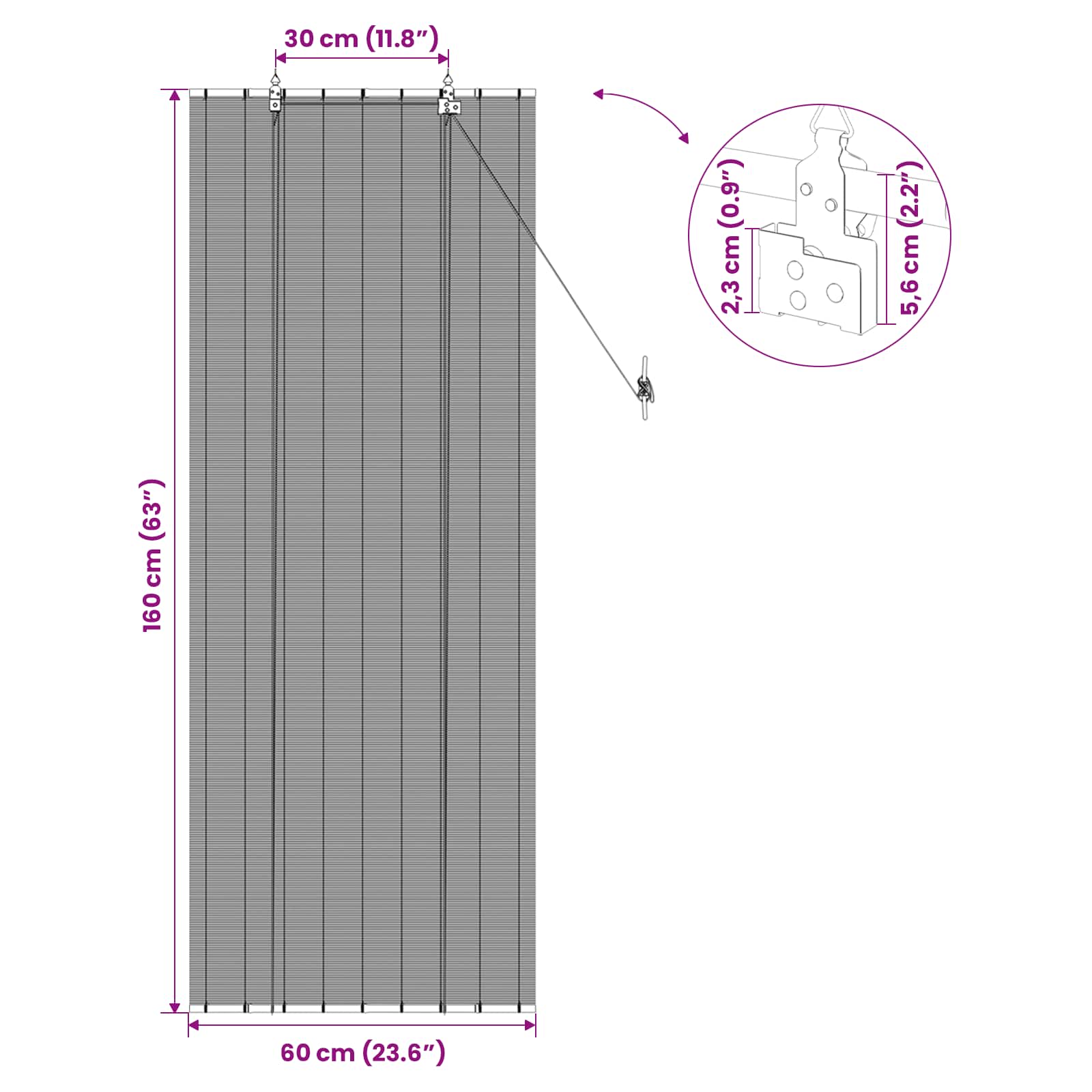 Rolo zavjesa Siva 60 x 160 cm Bambus