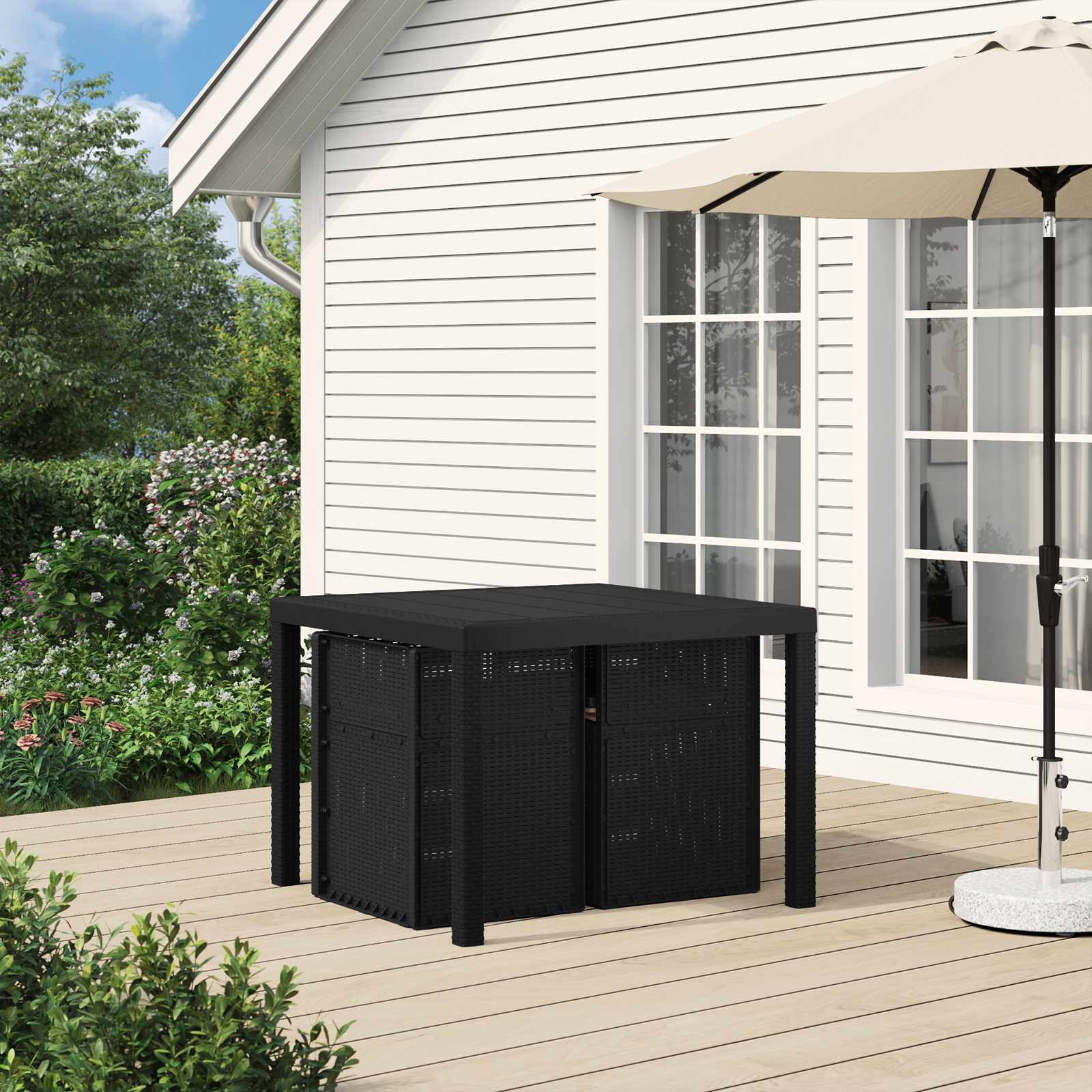 Vrtni set za objed s jastukom 3 pcs Antracit i sivosmeđa PP