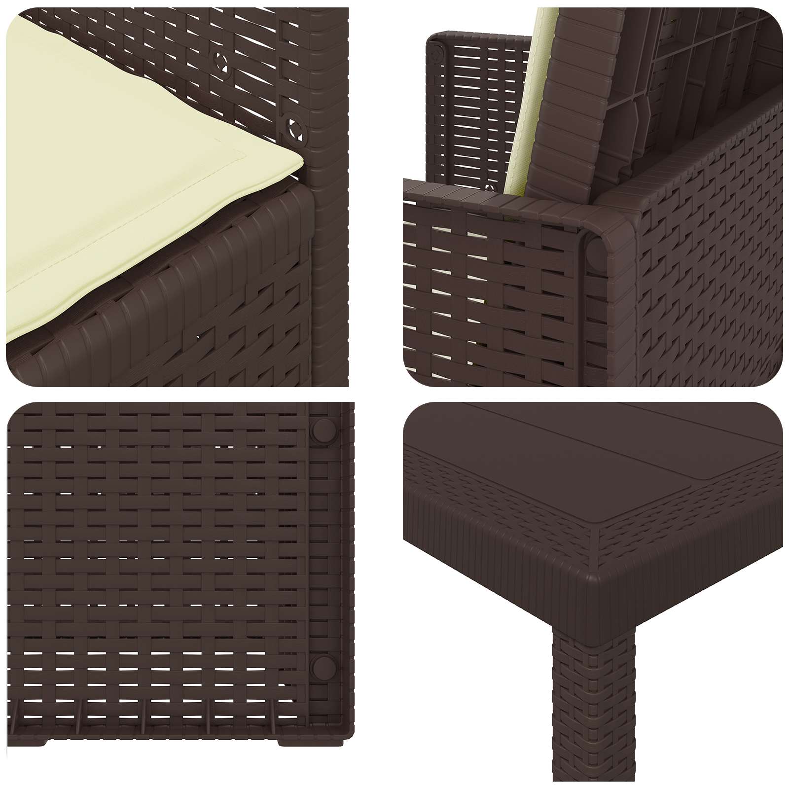 Vrtni set za objed 3 kom. Smeđa i krem PP
