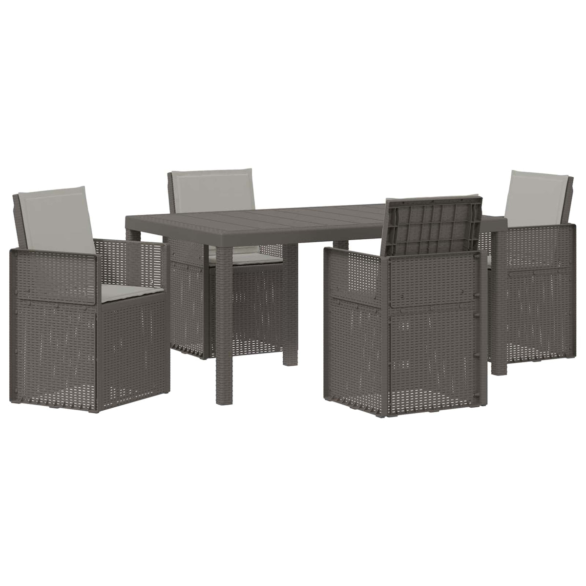 Vrtni set za objed 5 kom. Svjetlosiva PP
