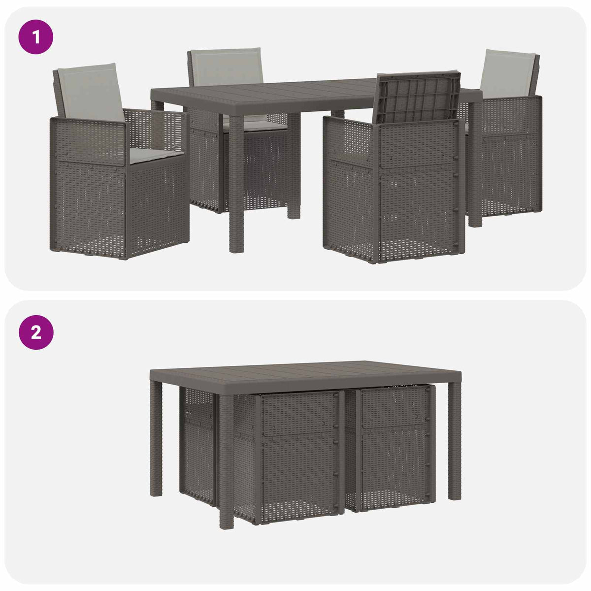 Vrtni set za objed 5 kom. Svjetlosiva PP