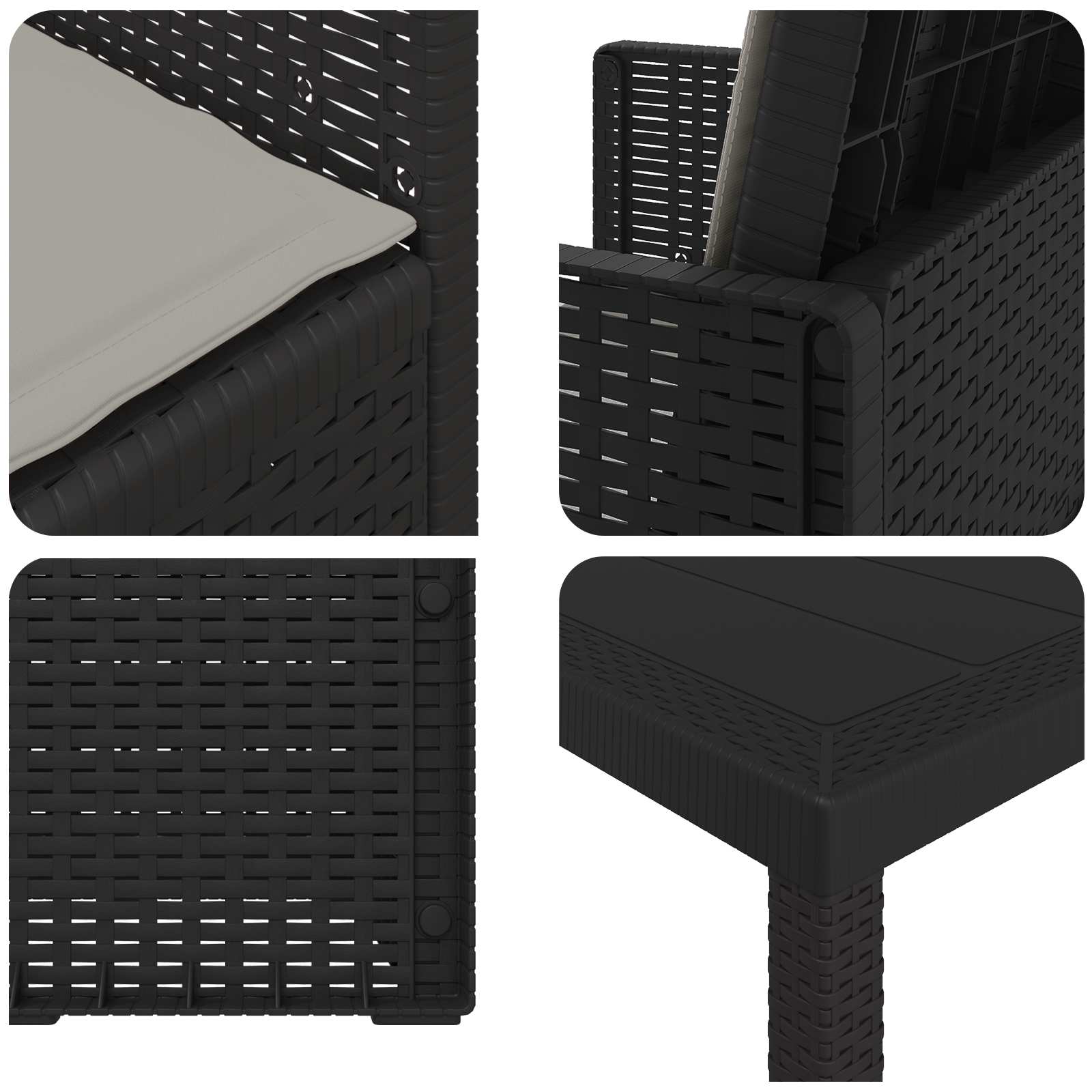 Vrtni set za objed s jastukom 7 pcs Antracit i Svjetlosiva PP