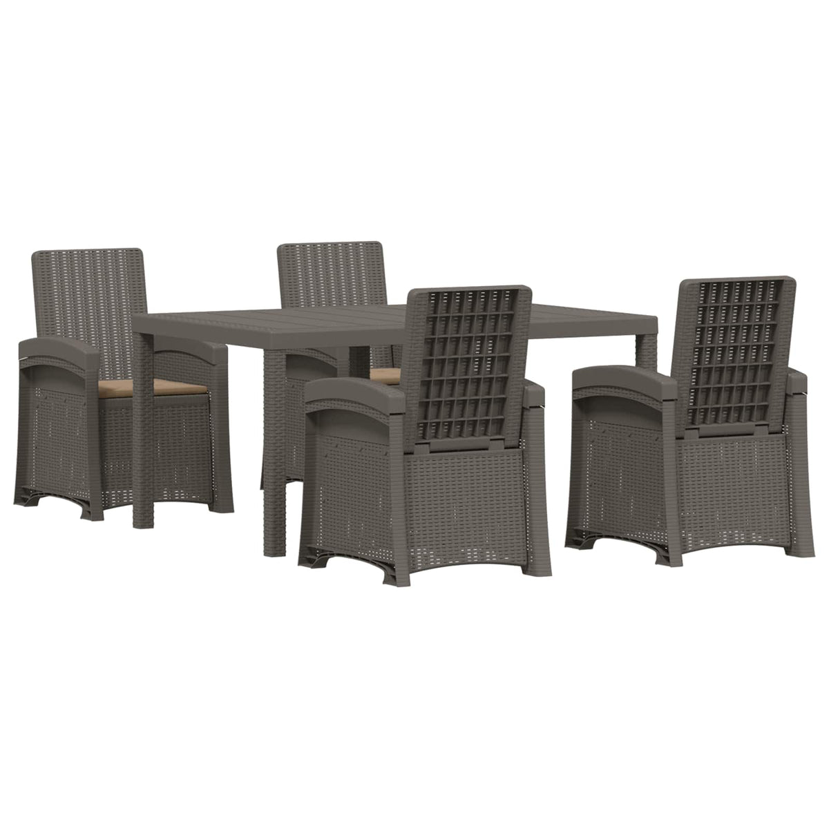 Vrtni set za objed 5 kom. Svijetlosiva i taupe PP Svjetlosiva 150 cm