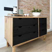 Ormar s ladicama OTTA Crna 111 x 43 x 73,5 cm Masivna borovina