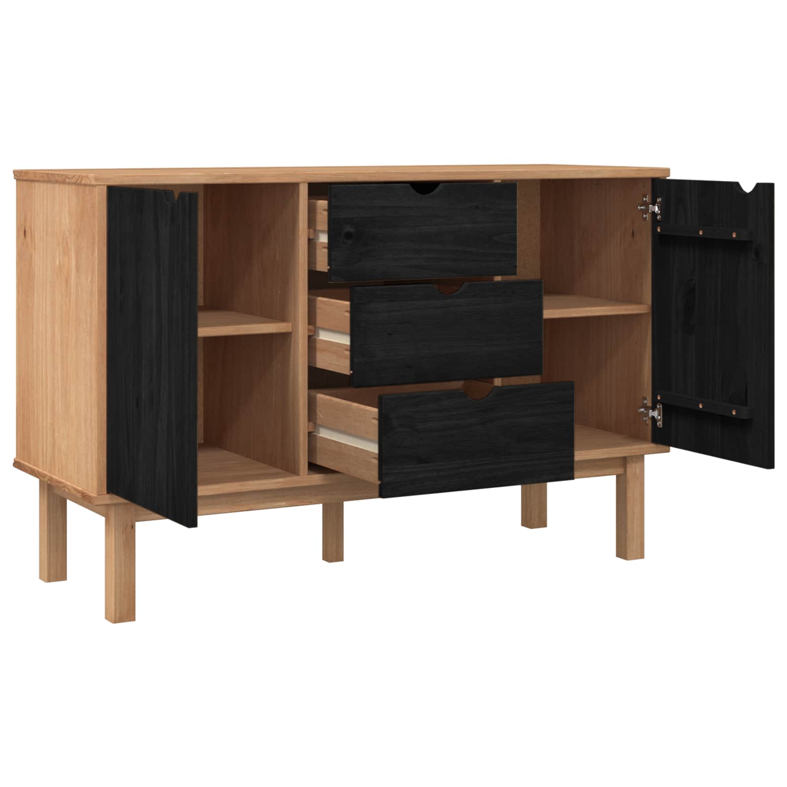 Kreveta OTTA Crna 113,5 x 43 x 73 cm Masivna borovina