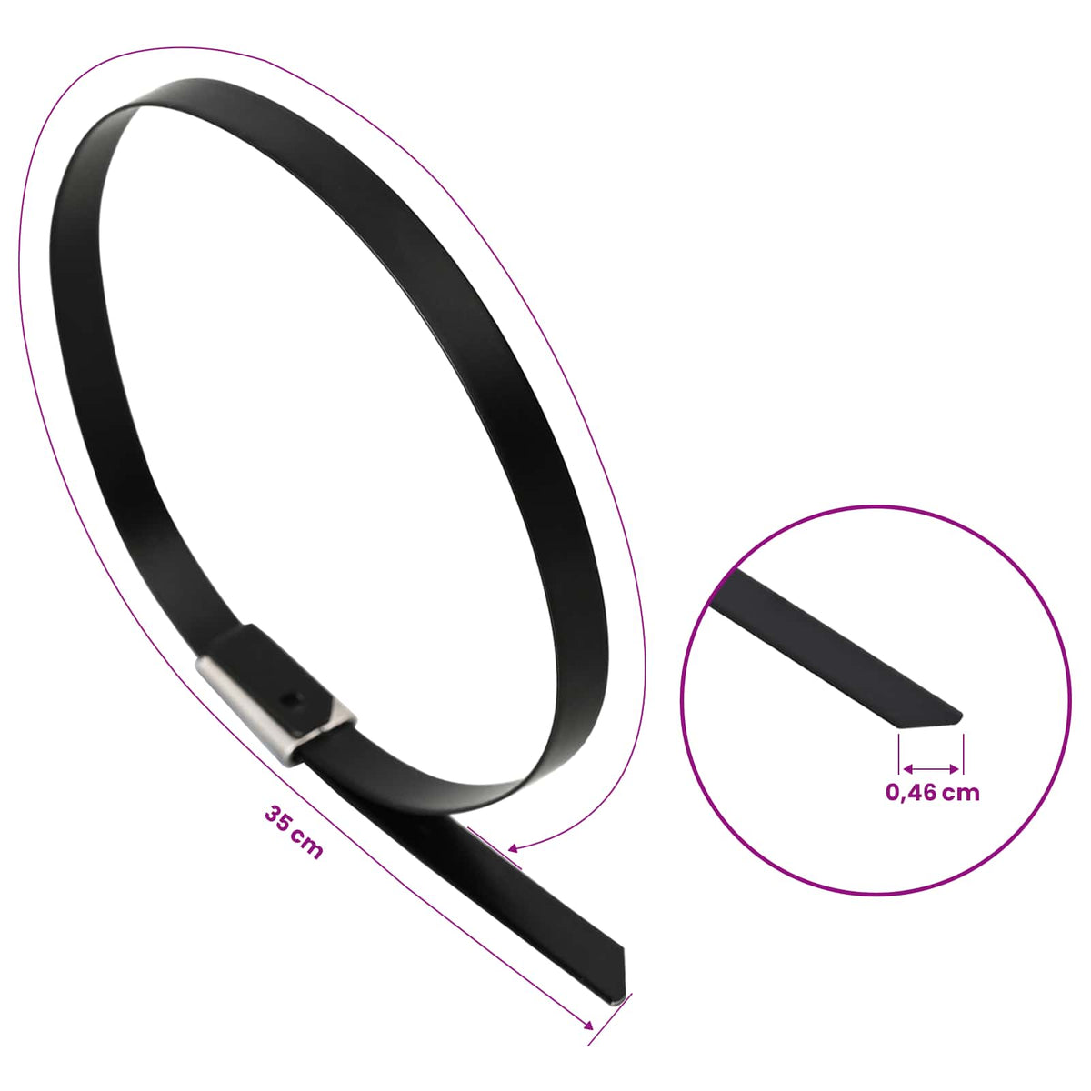 Veza za kabel 25 kom. 4,6 x 350 mm Crna