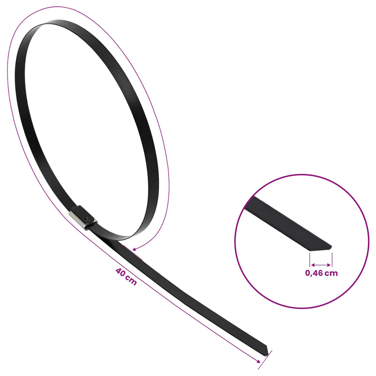 Veza za kabel 12 kom. 4,6 x 400 mm Crna