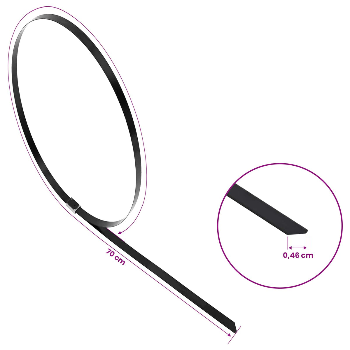 Veza za kabel 50 kom. 4,6 x 700 mm Crna