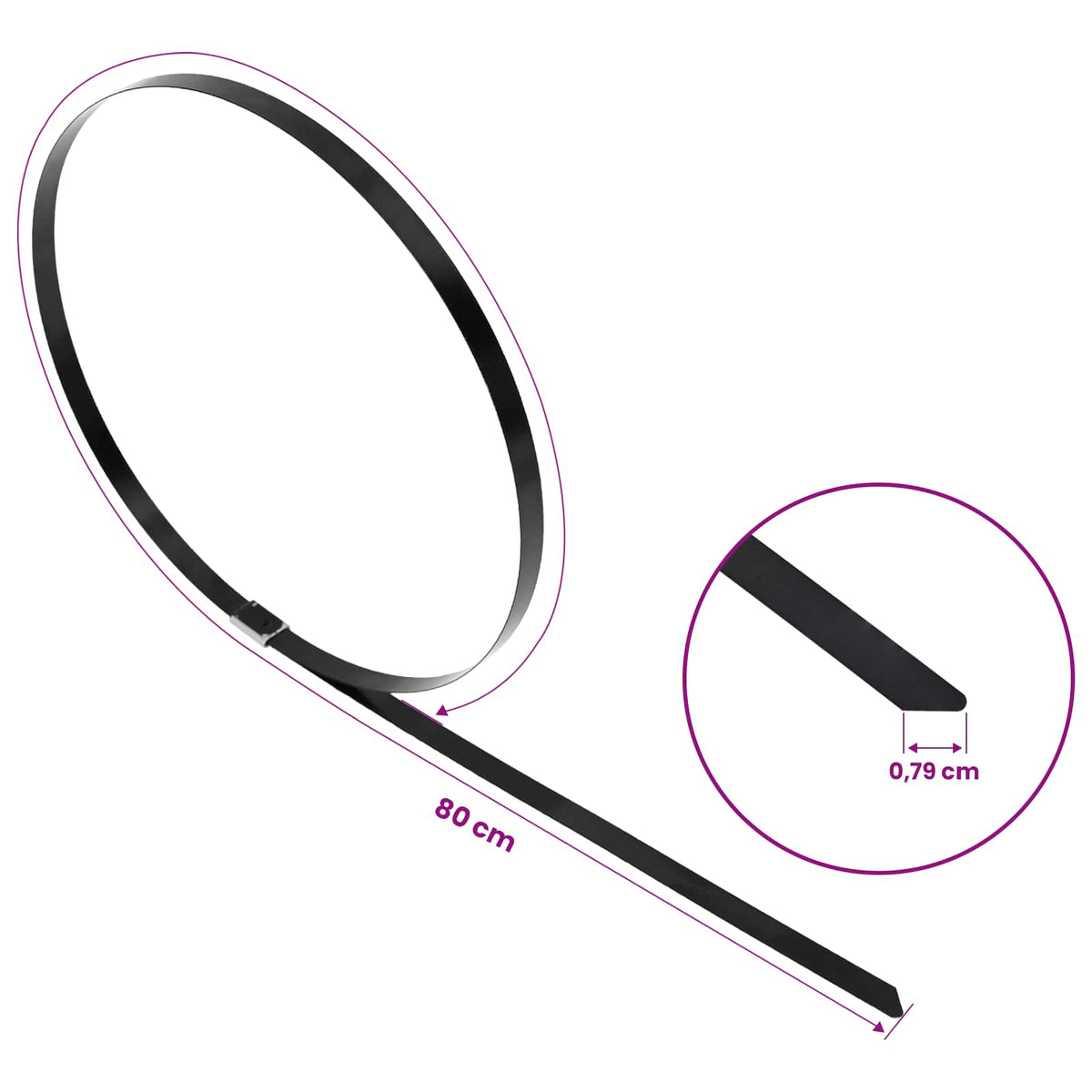 Veza za kabel 50 kom. 7,9 x 800 mm Crna