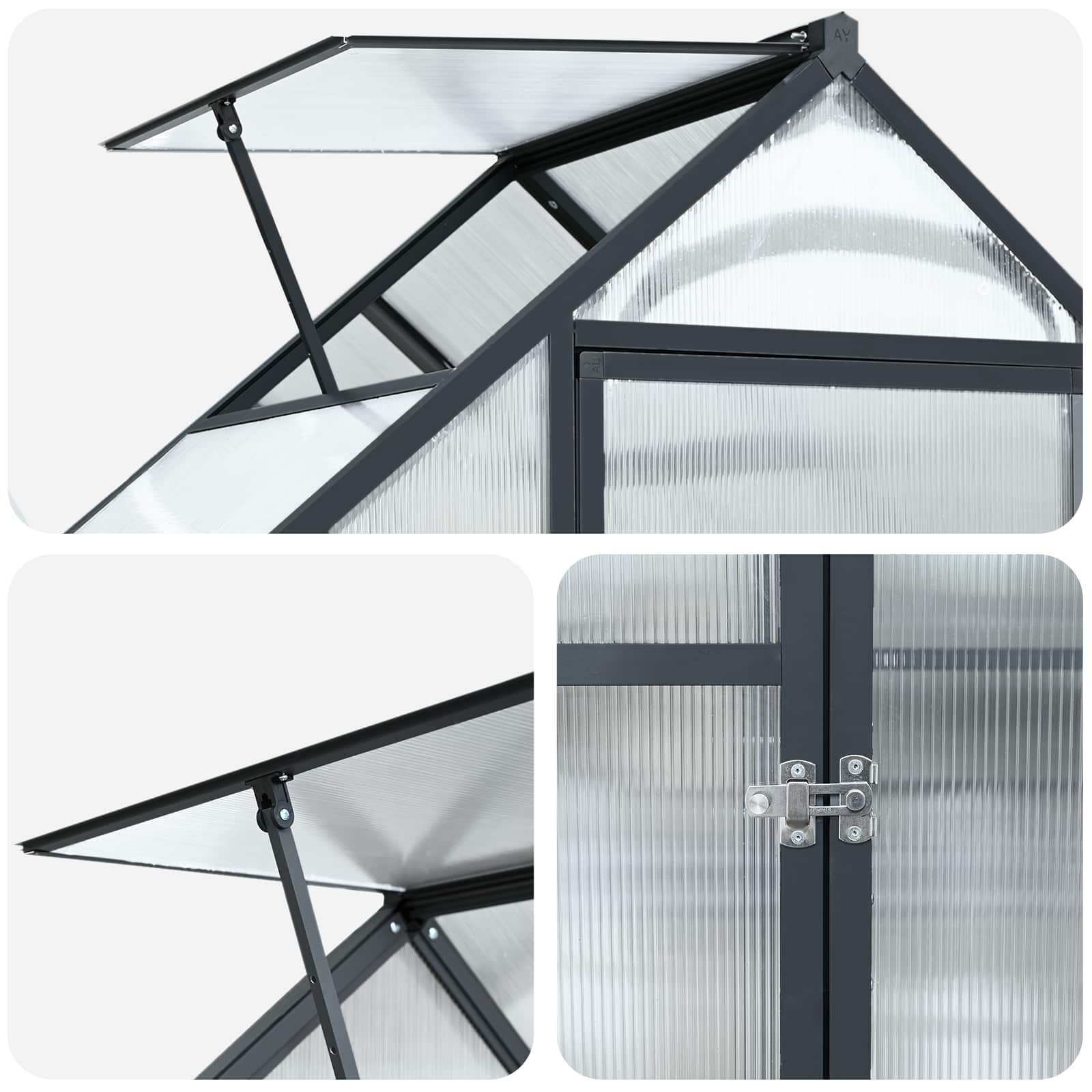 Vrtni staklenik s vratima Antracit 183,5 x 63,5 x 207 cm