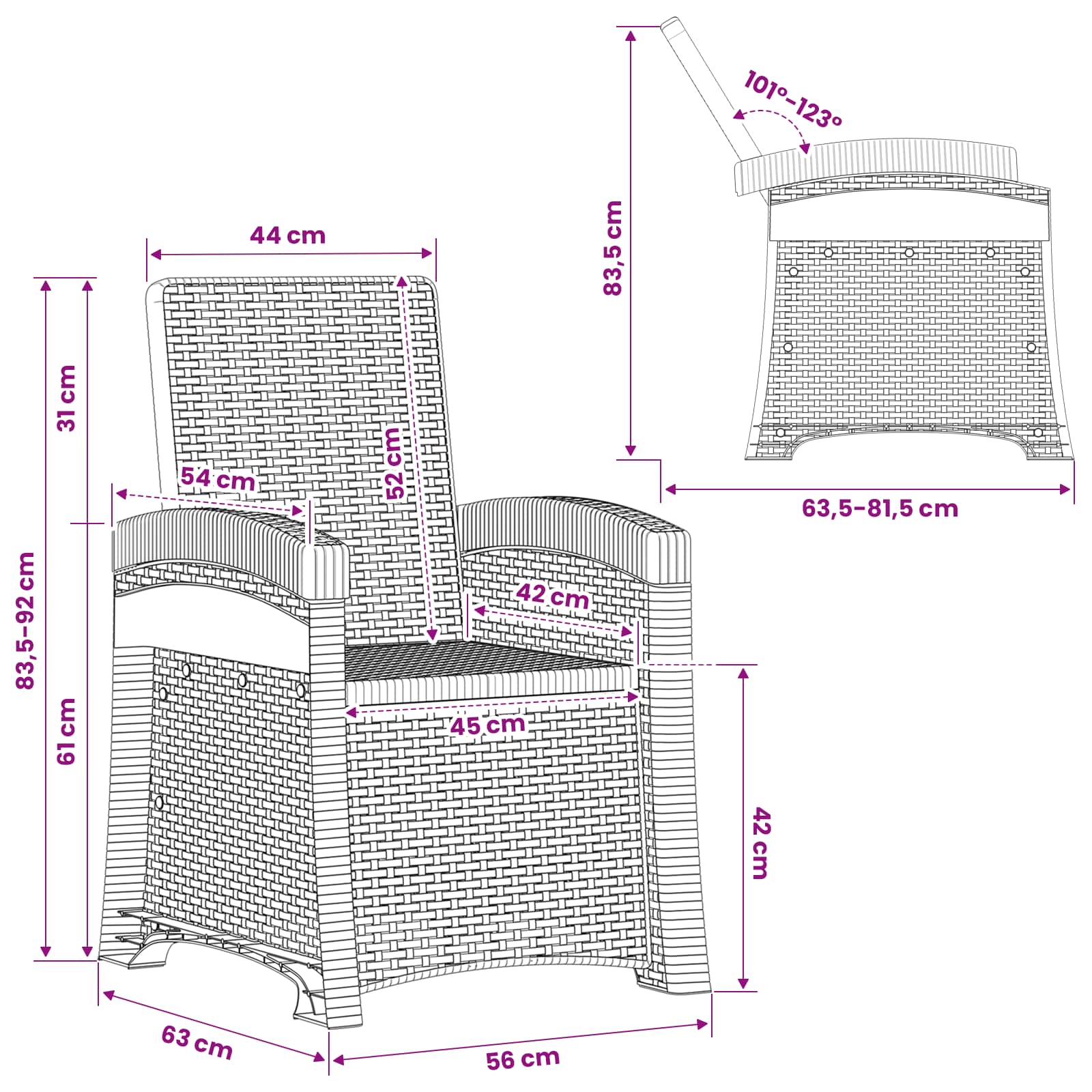 Ležaljka za vrt s izgledom ratana 2 pcs Antracit PP