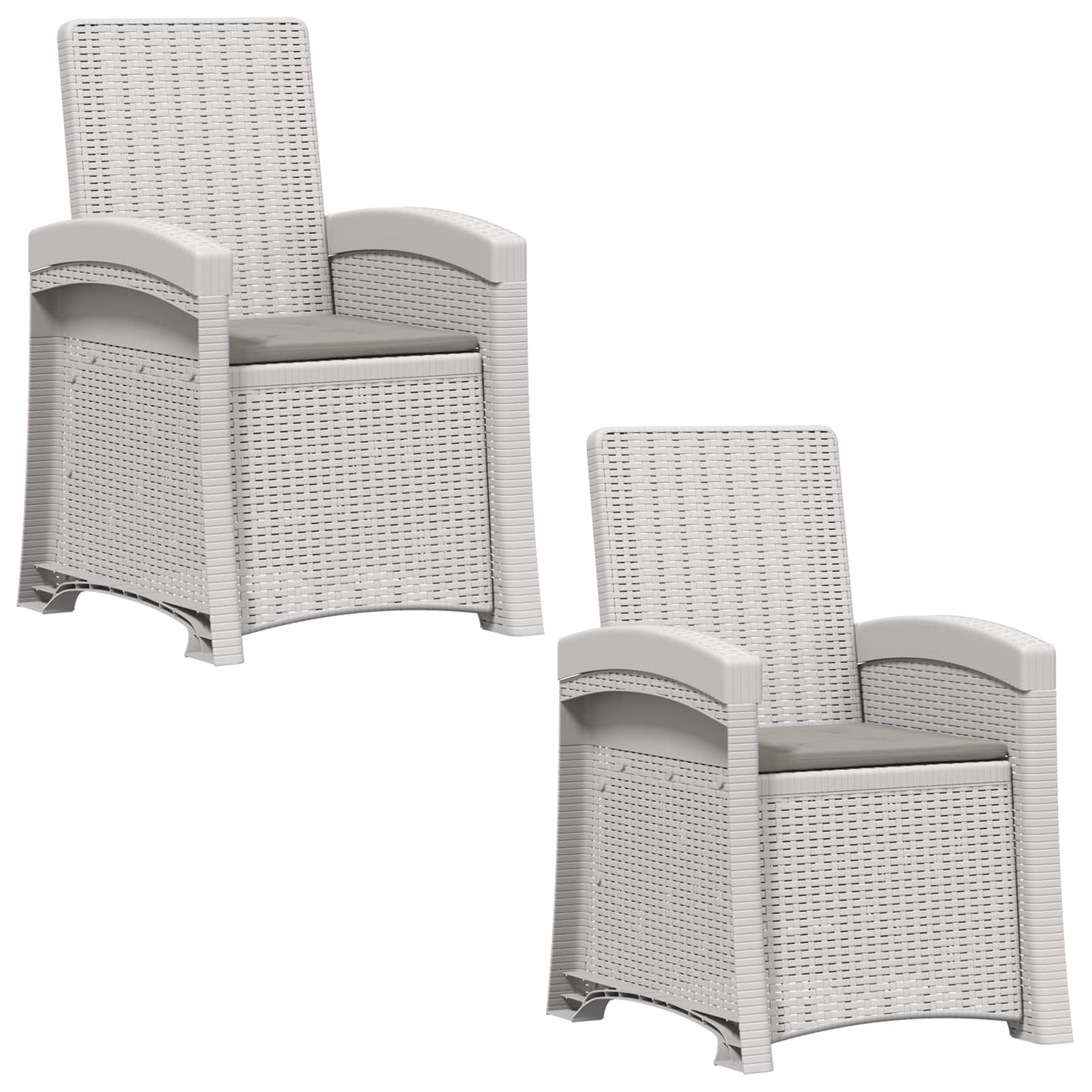 Ležaljka za vrt s izgledom ratana 2 pcs Bijela i svjetlosiva PP