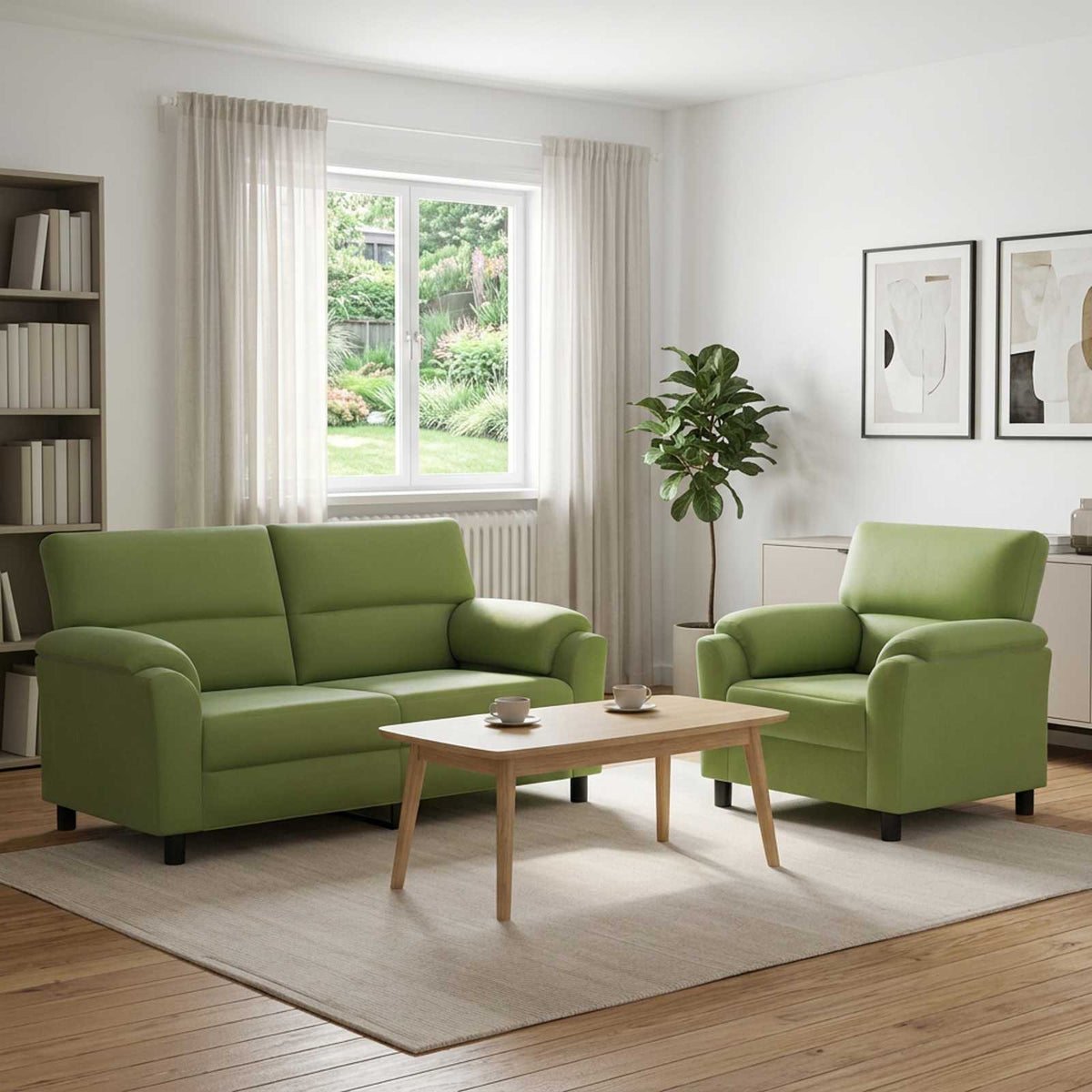 Set sofe 2 pcs Svijetlo zelena Baršun