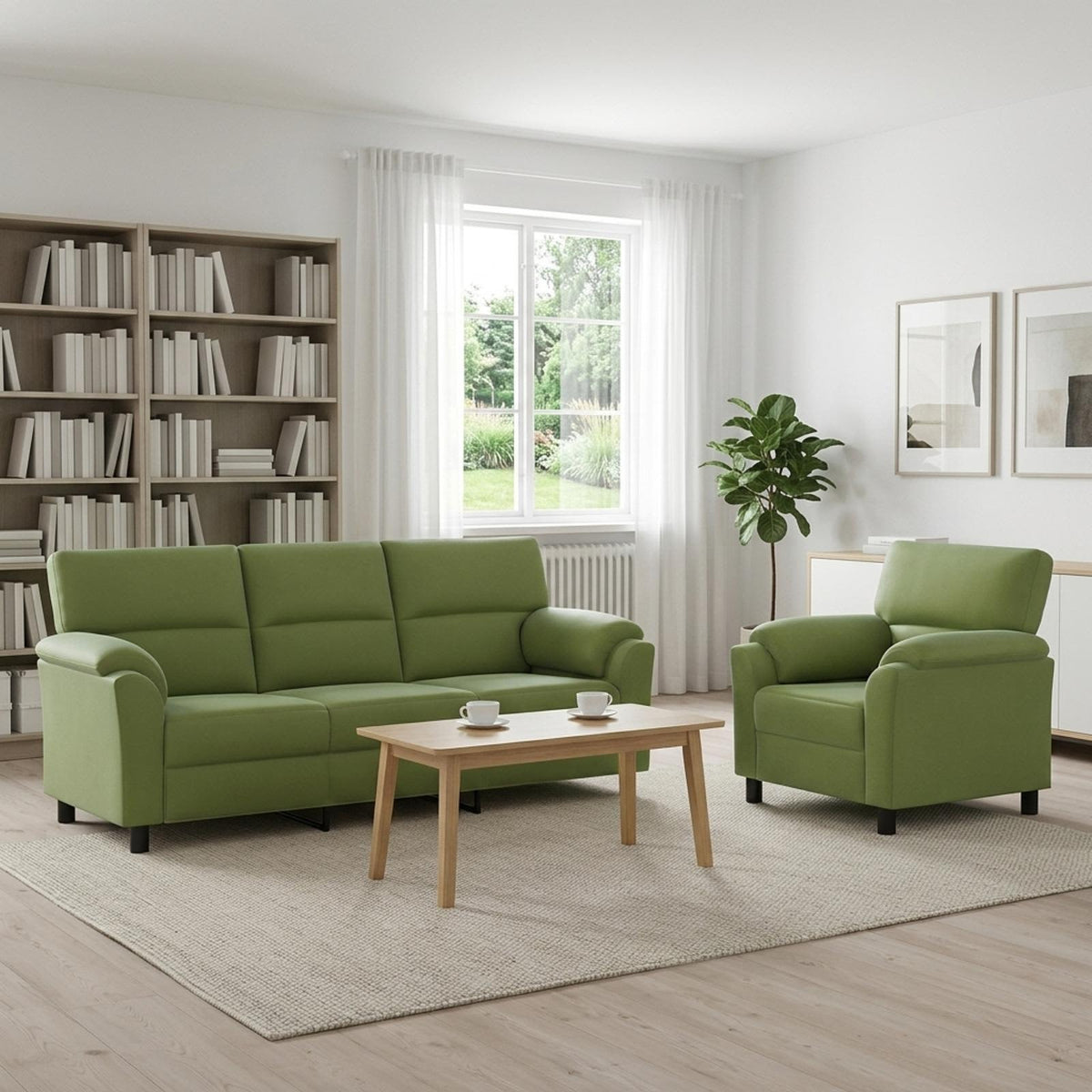 Set sofe 2 pcs Svijetlo zelena Baršun