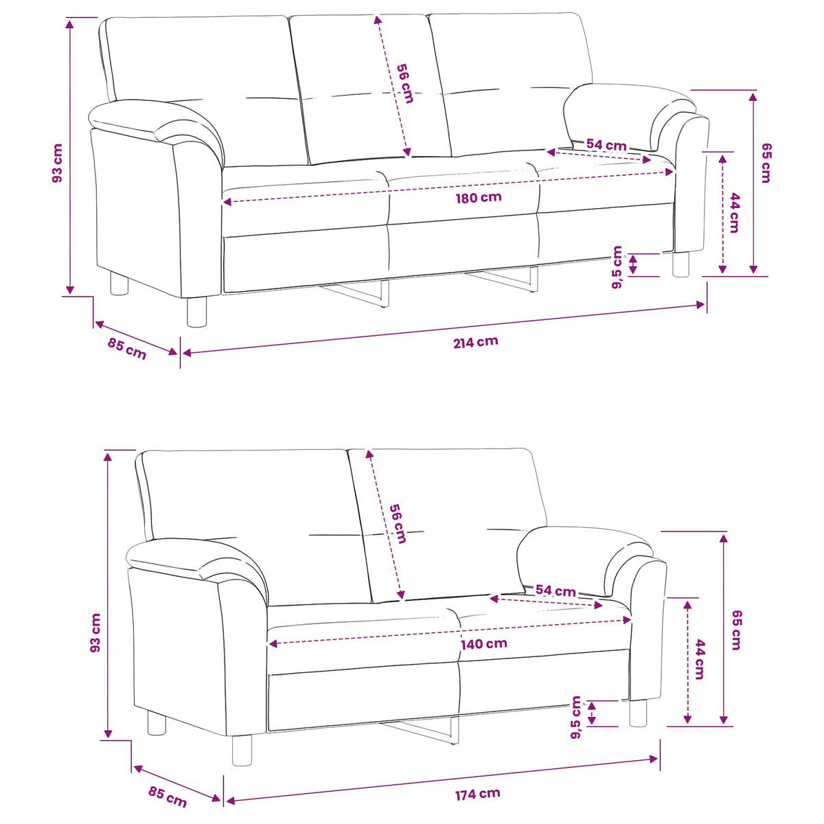 Set sofe 2 pcs Krem Baršun